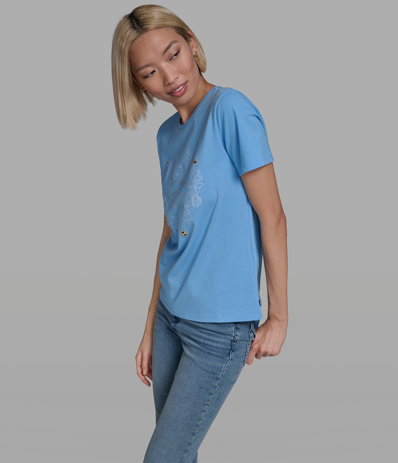 Cotton Jersey Floral Heart Tee | Tees & Tanks | Karl Lagerfeld Paris