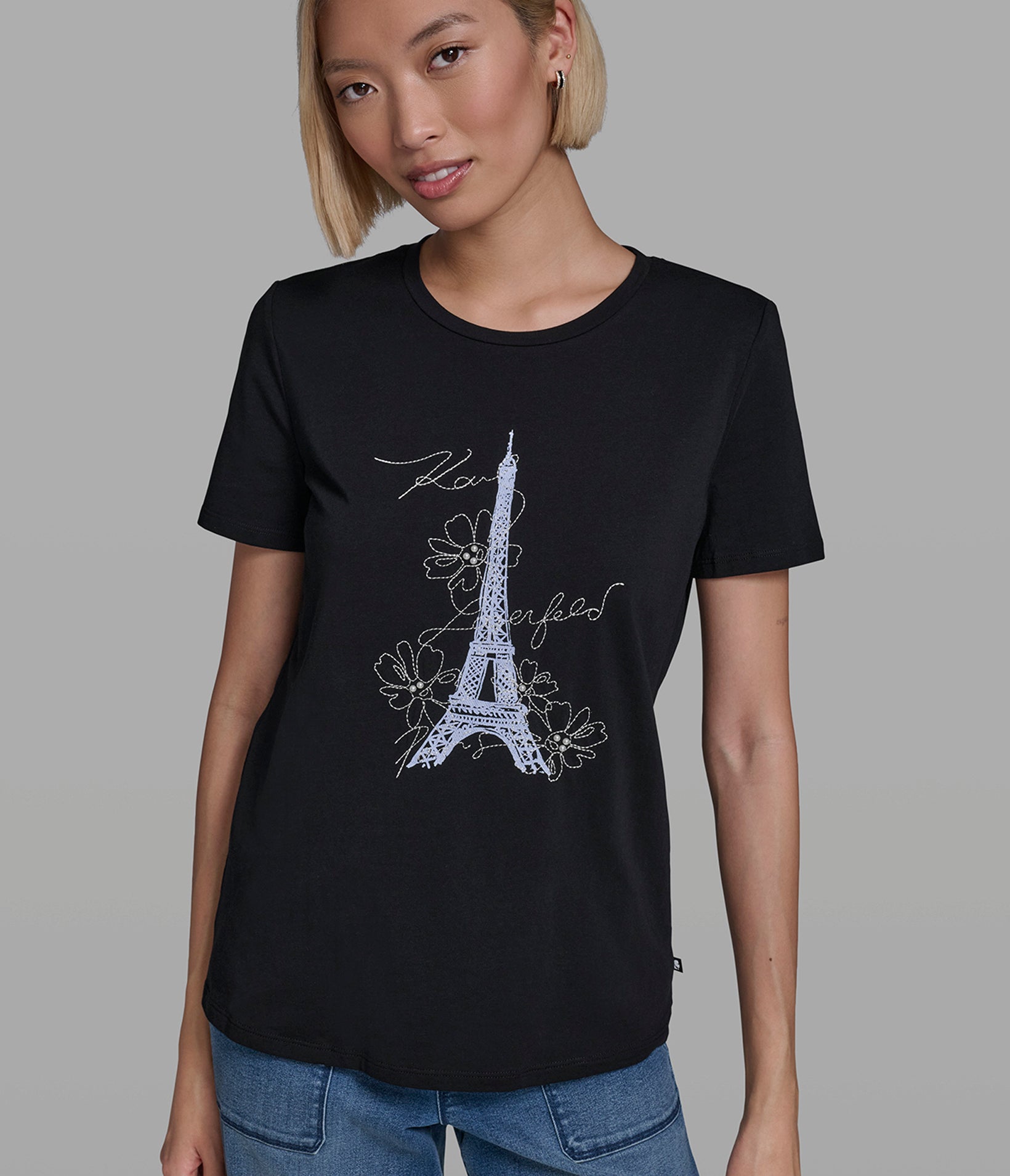 美品✨希少 24SS Dior Eiffel Tower Tシャツ　ブラック Cotton Jersey Jeweled Eiffel Tower Tee | Tees & Tanks | Karl