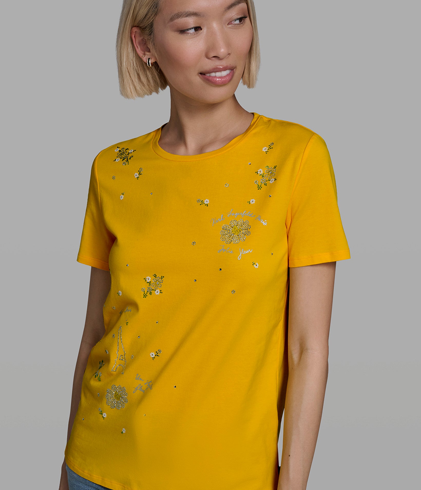 Cotton Jersey Floral Whimsy Tee | Tees & Tanks | Karl Lagerfeld Paris