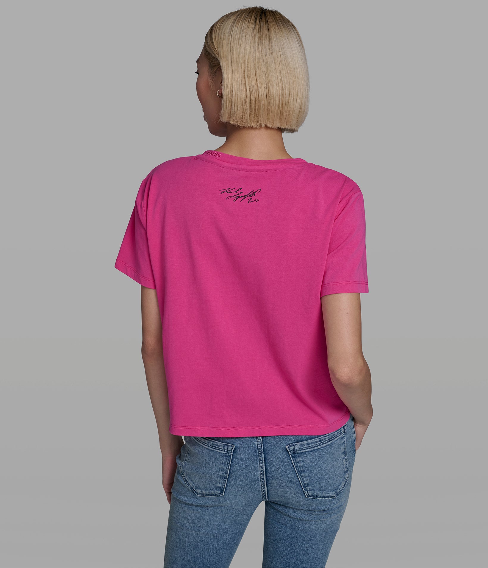 Cropped Cotton Jersey Choupette Floral Tee | Tees & Tanks | Karl