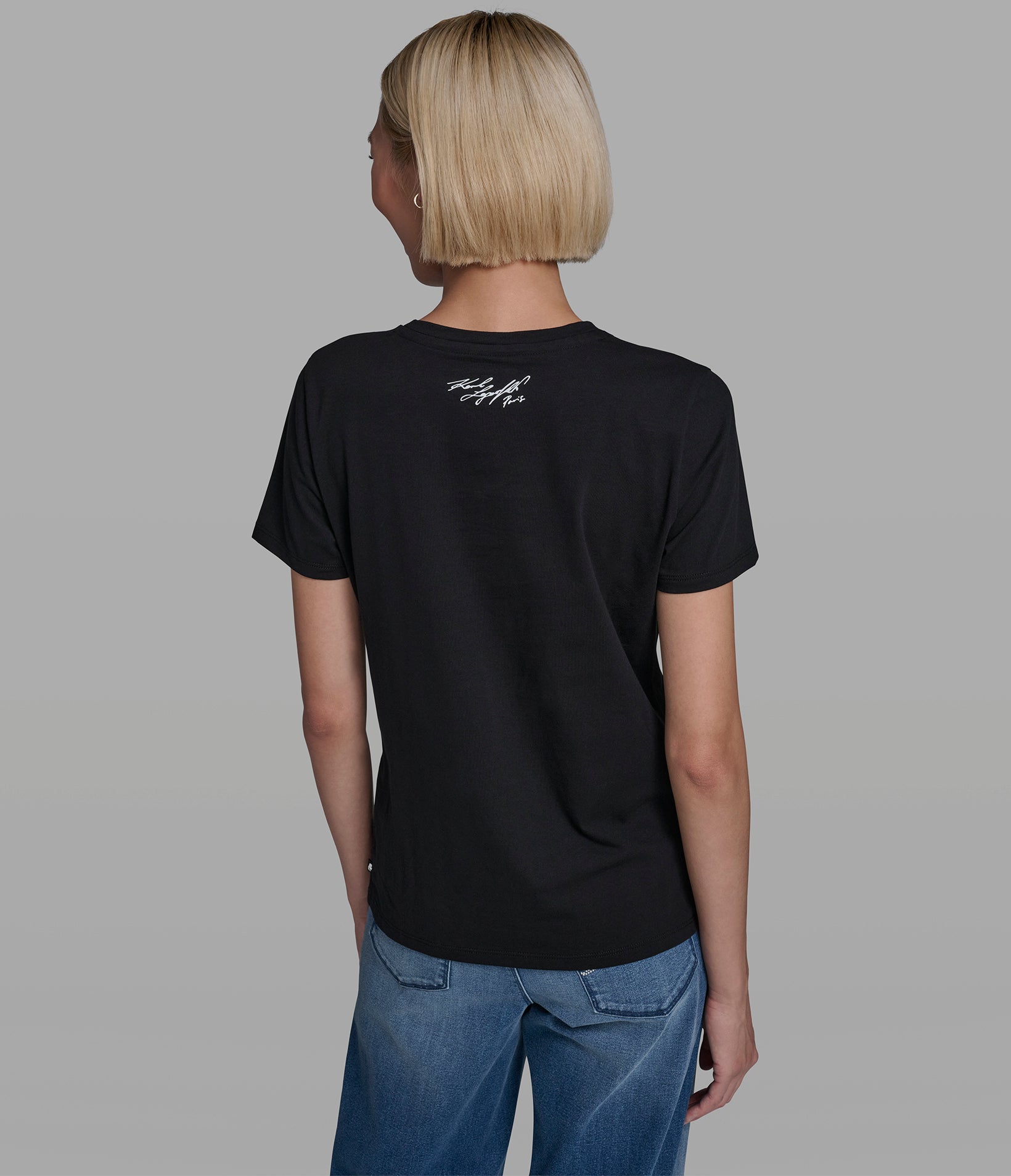 Cotton And Modal Pearl Stripe Tee | Tees & Tanks | Karl Lagerfeld