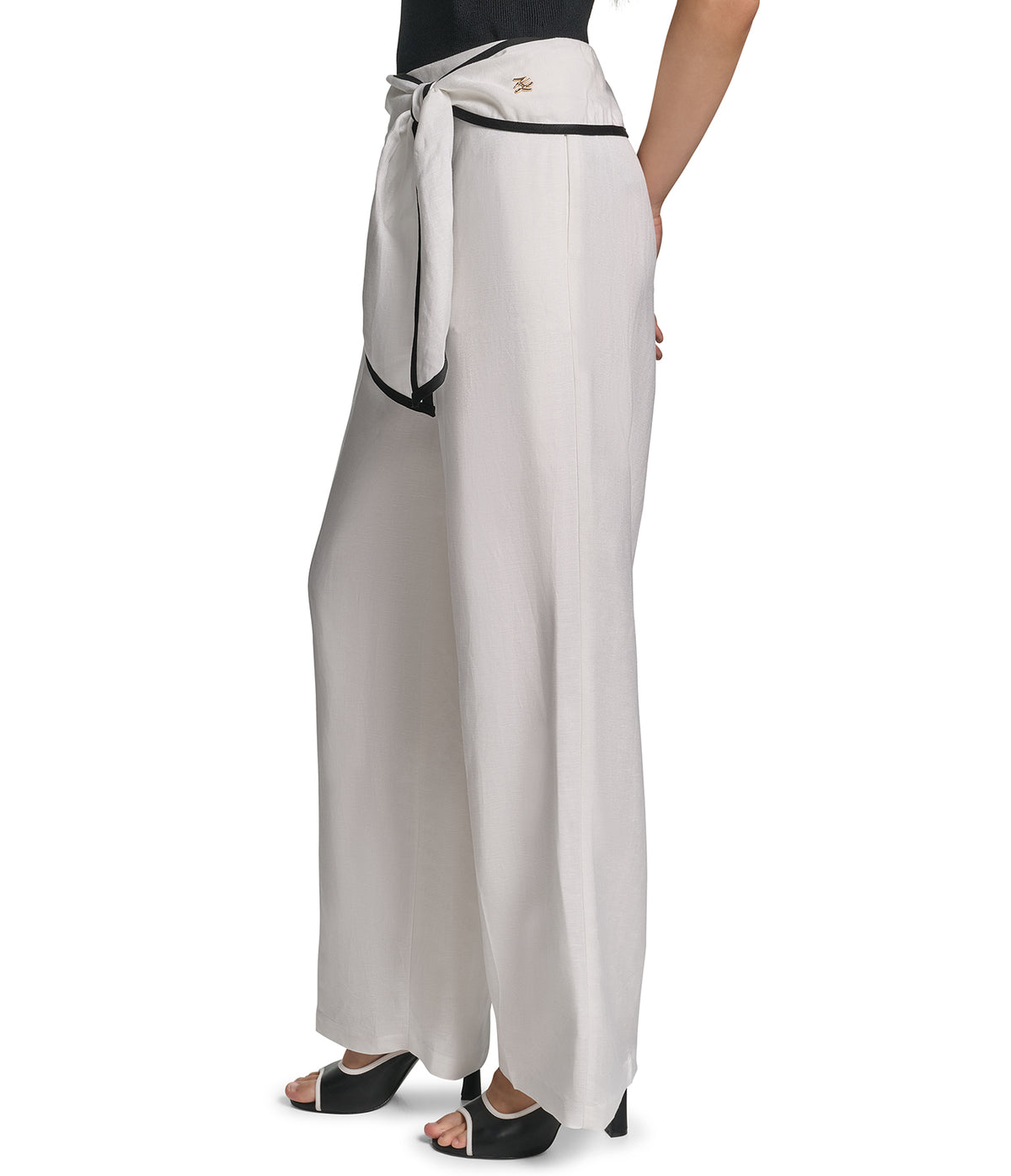 LINEN PANT WITH FRONT TIE VIEW 4