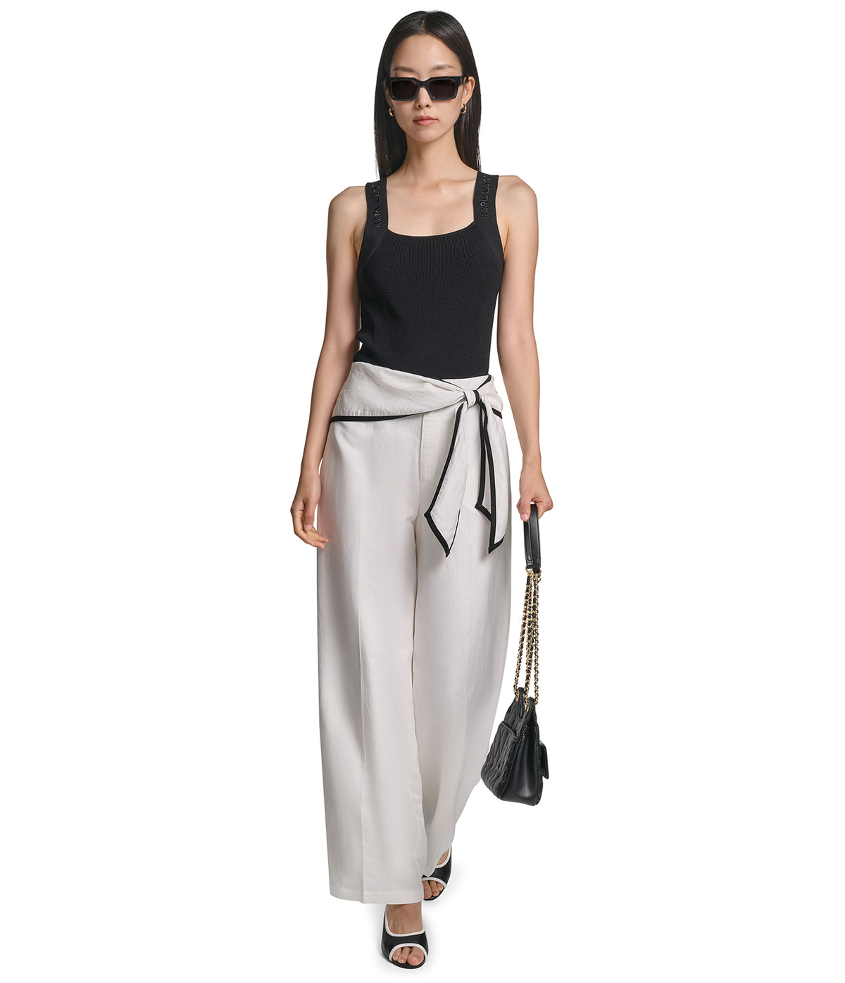 LINEN PANT WITH FRONT TIE VIEW 1