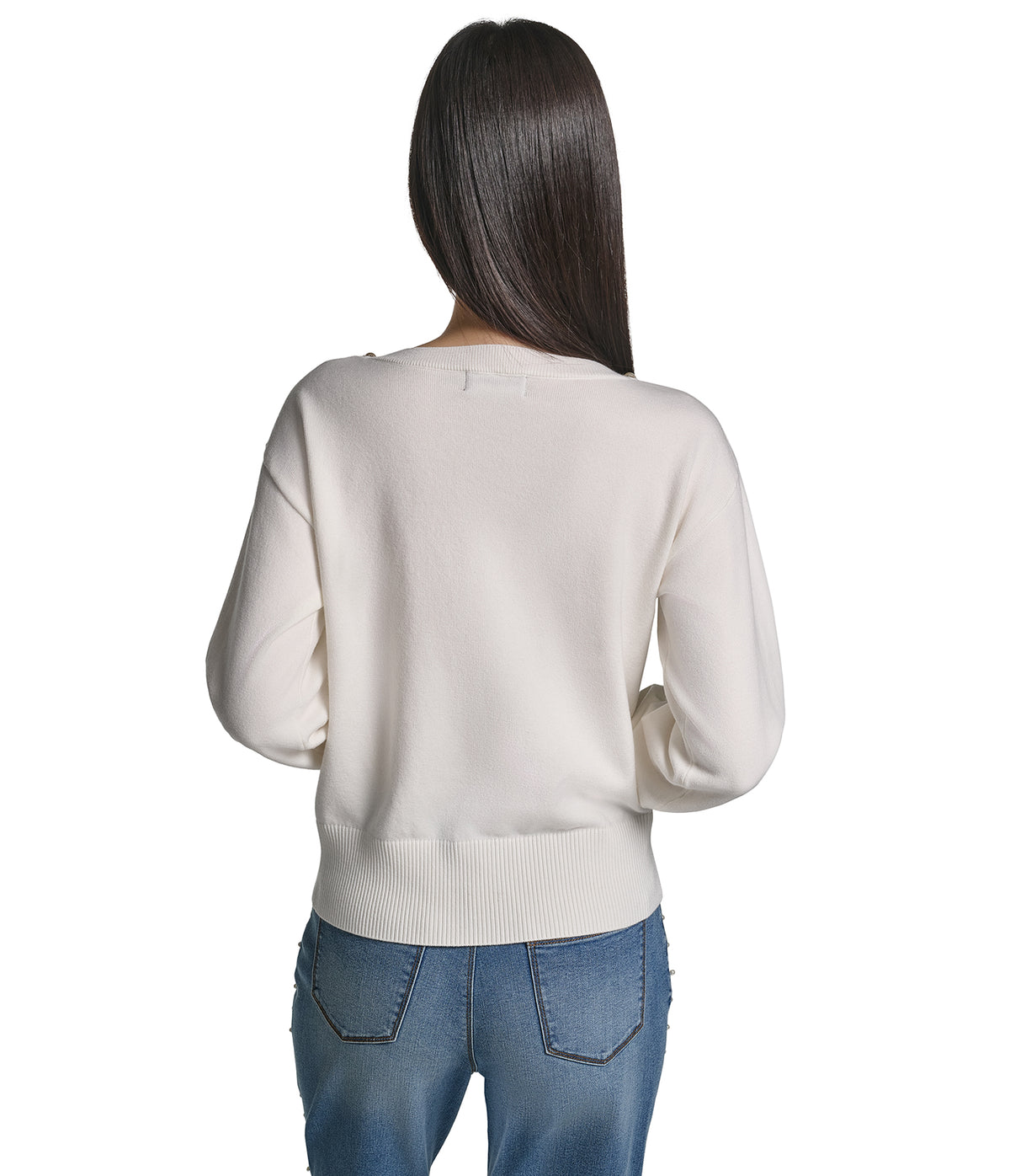 LONG SLEEVE PEARL NECK SWEATER VIEW 3