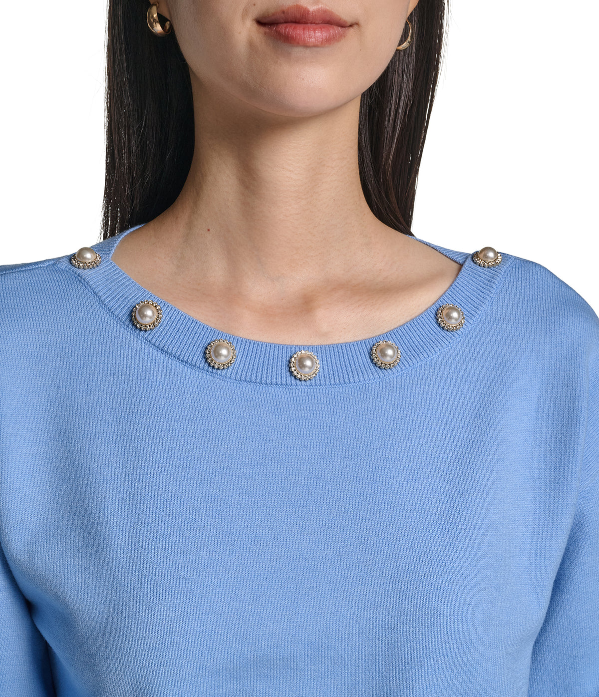 LONG SLEEVE PEARL NECK SWEATER VIEW 6