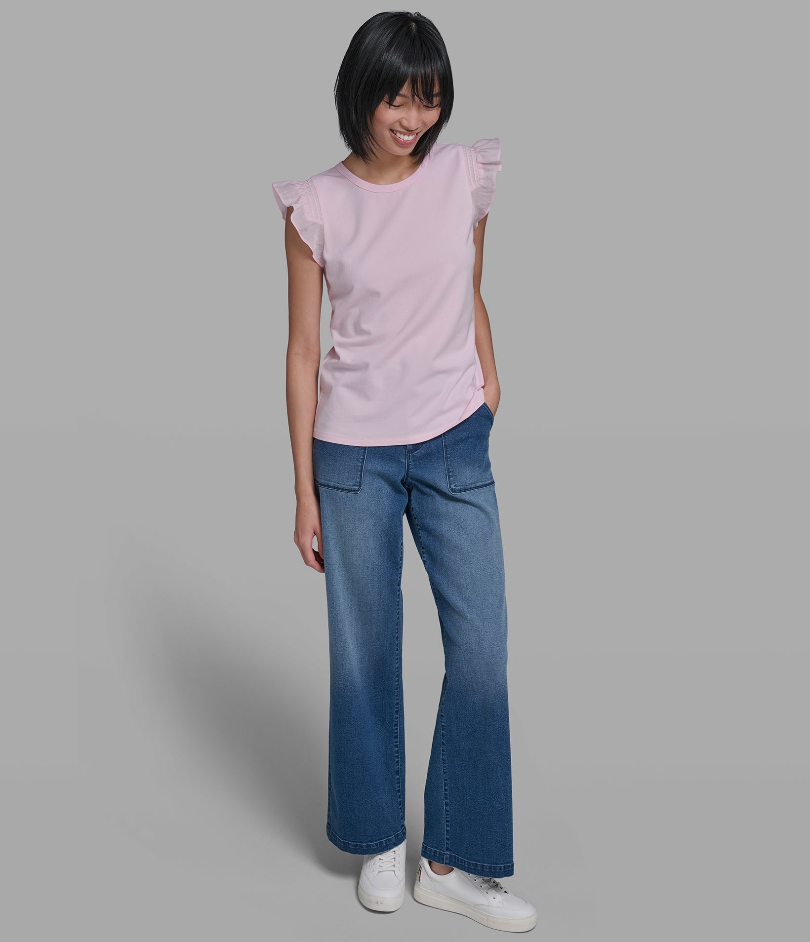 RUFFLE SLEEVE KNIT TOP VIEW 4 | Women's Tops & Sweaters