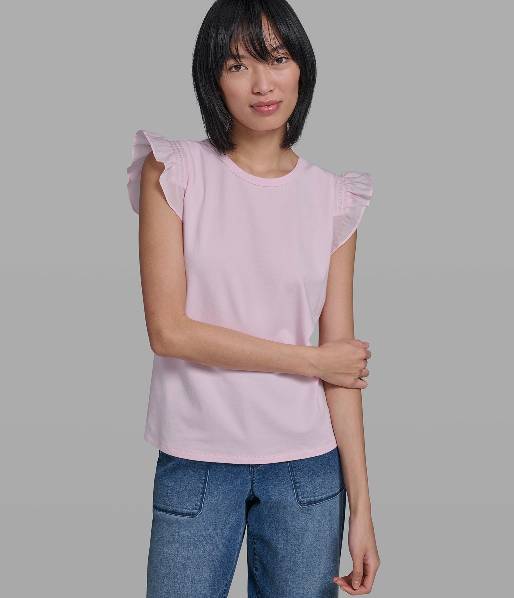RUFFLE SLEEVE KNIT TOP View 1 | New Arrivals