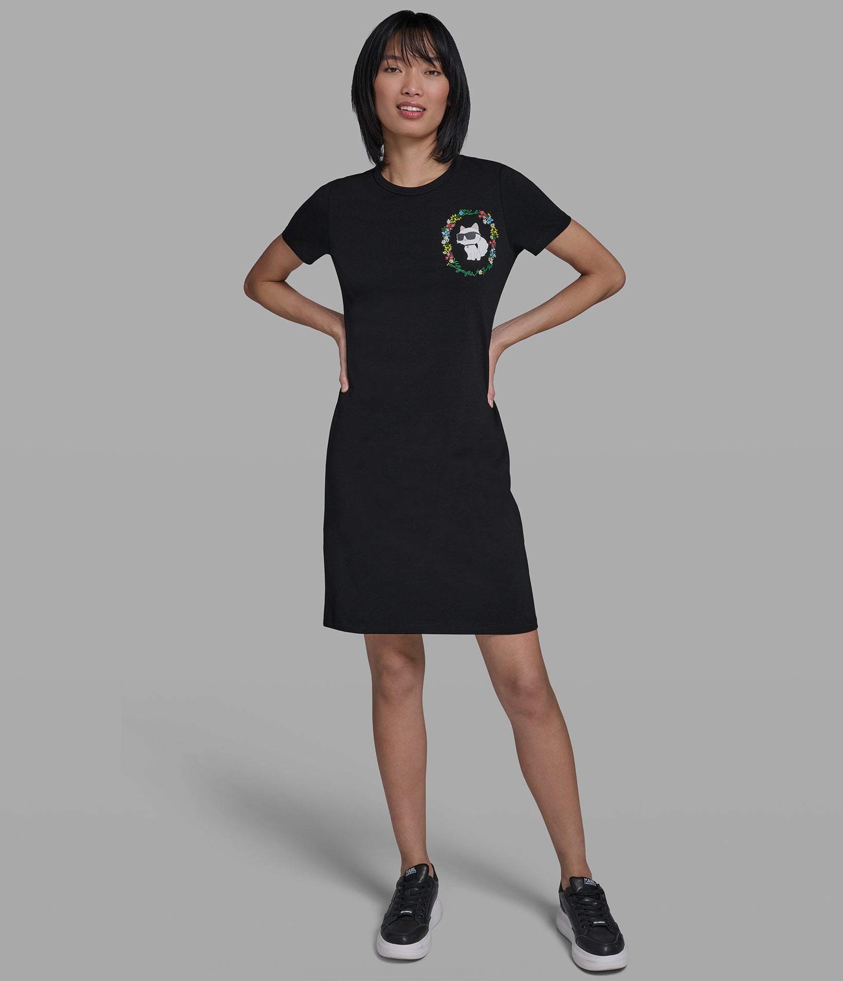 FLORAL FRAME CHOUPETTE T-SHIRT DRESS VIEW 4