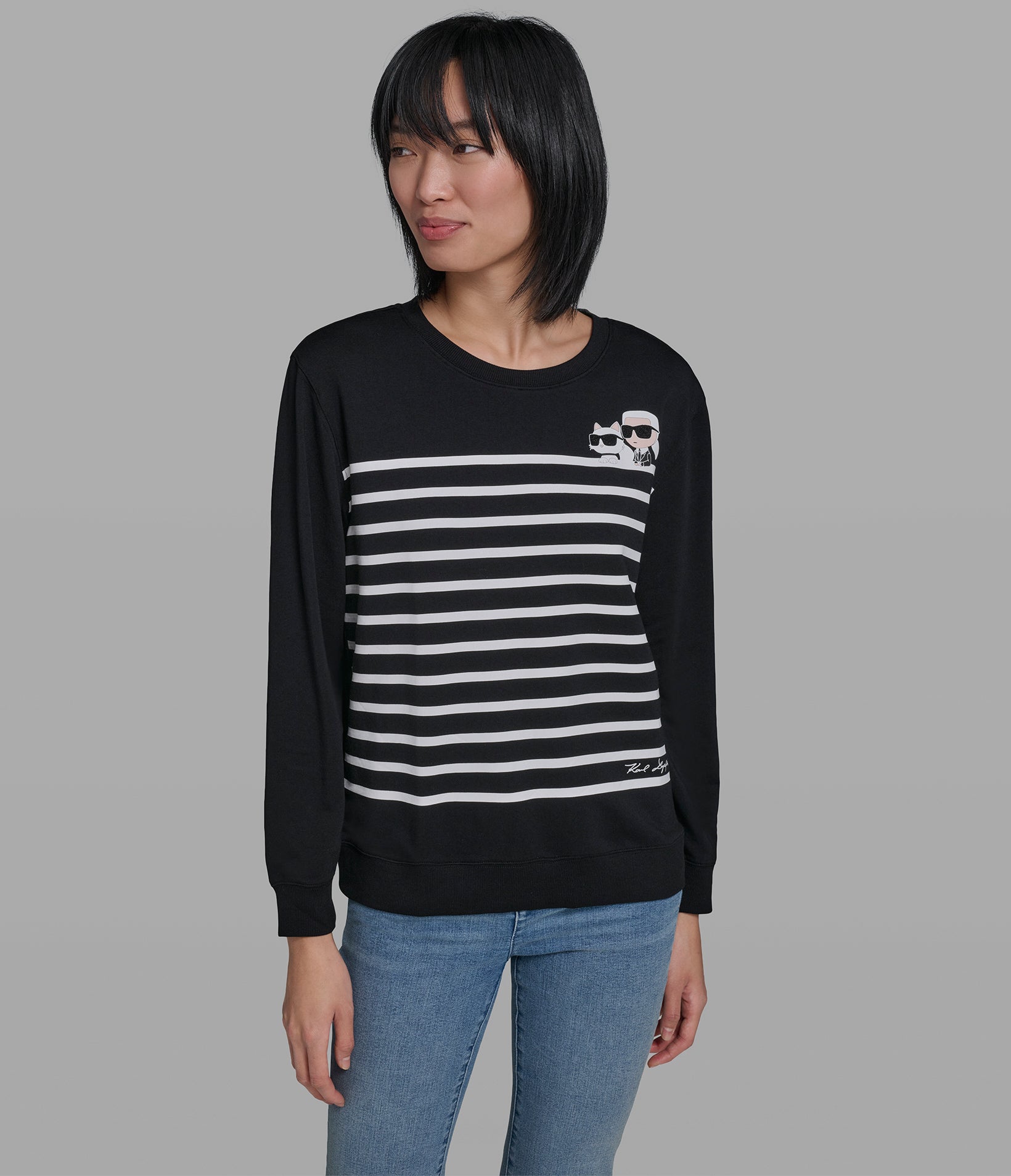 PEEKING DUO STRIPE SWEATSHIRT View 1 | Women's Clothing