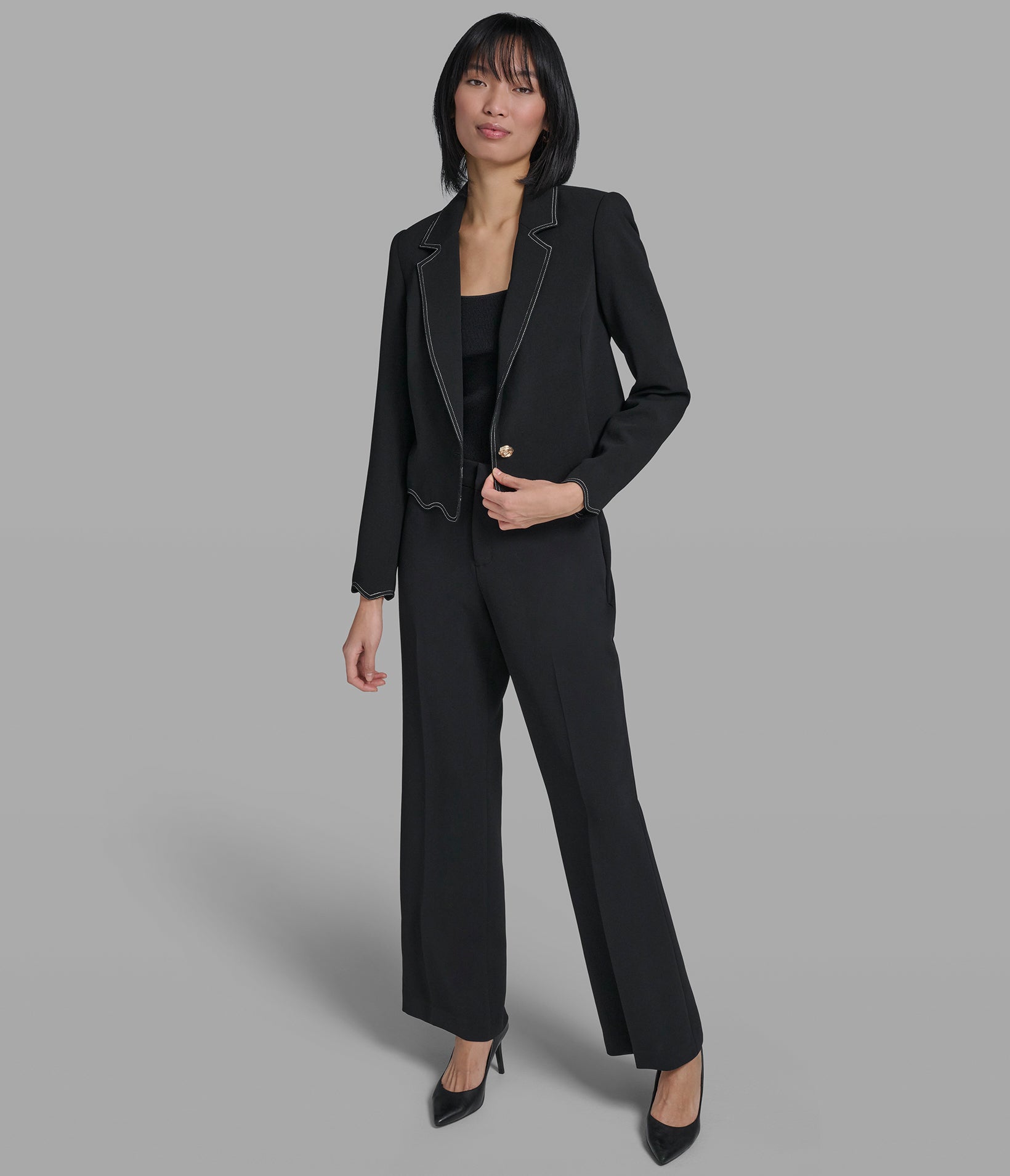 Cropped Scalloped Jacket | Jackets & Blazers | Karl Lagerfeld Paris