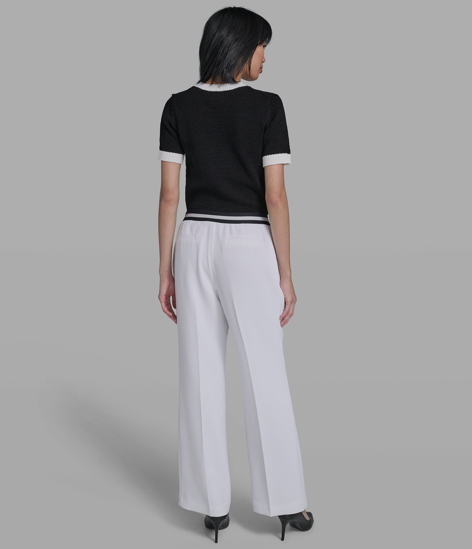 STRAIGHT LEG PANT WITH CONTRAIST WAIST VIEW 5 | Women's Clothing