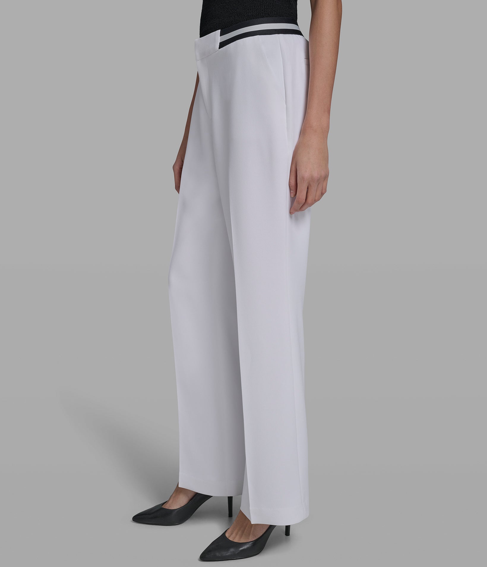 STRAIGHT LEG PANT WITH CONTRAIST WAIST VIEW 3 | Women's Clothing