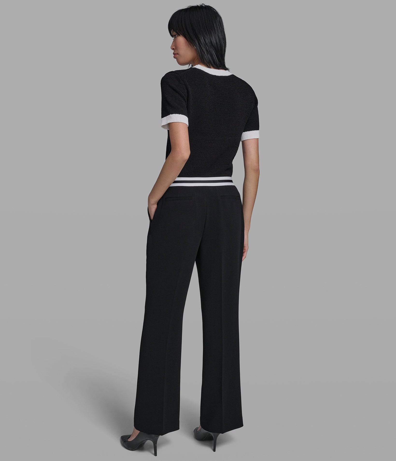 STRAIGHT LEG PANT WITH CONTRAST WAIST VIEW 4 | Women's Spring Collection