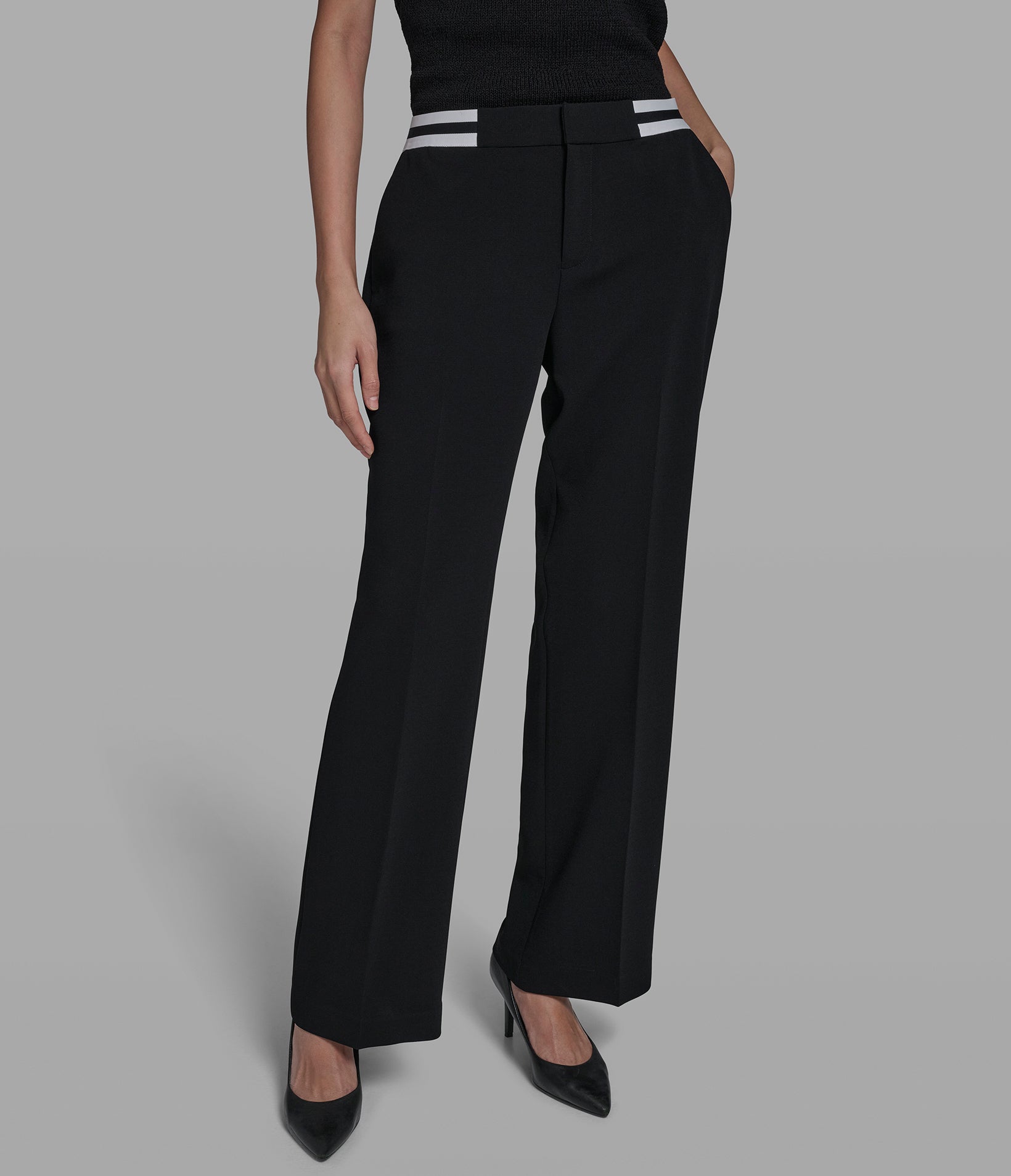 STRAIGHT LEG PANT WITH CONTRAIST WAIST View 1 | Women's Clothing