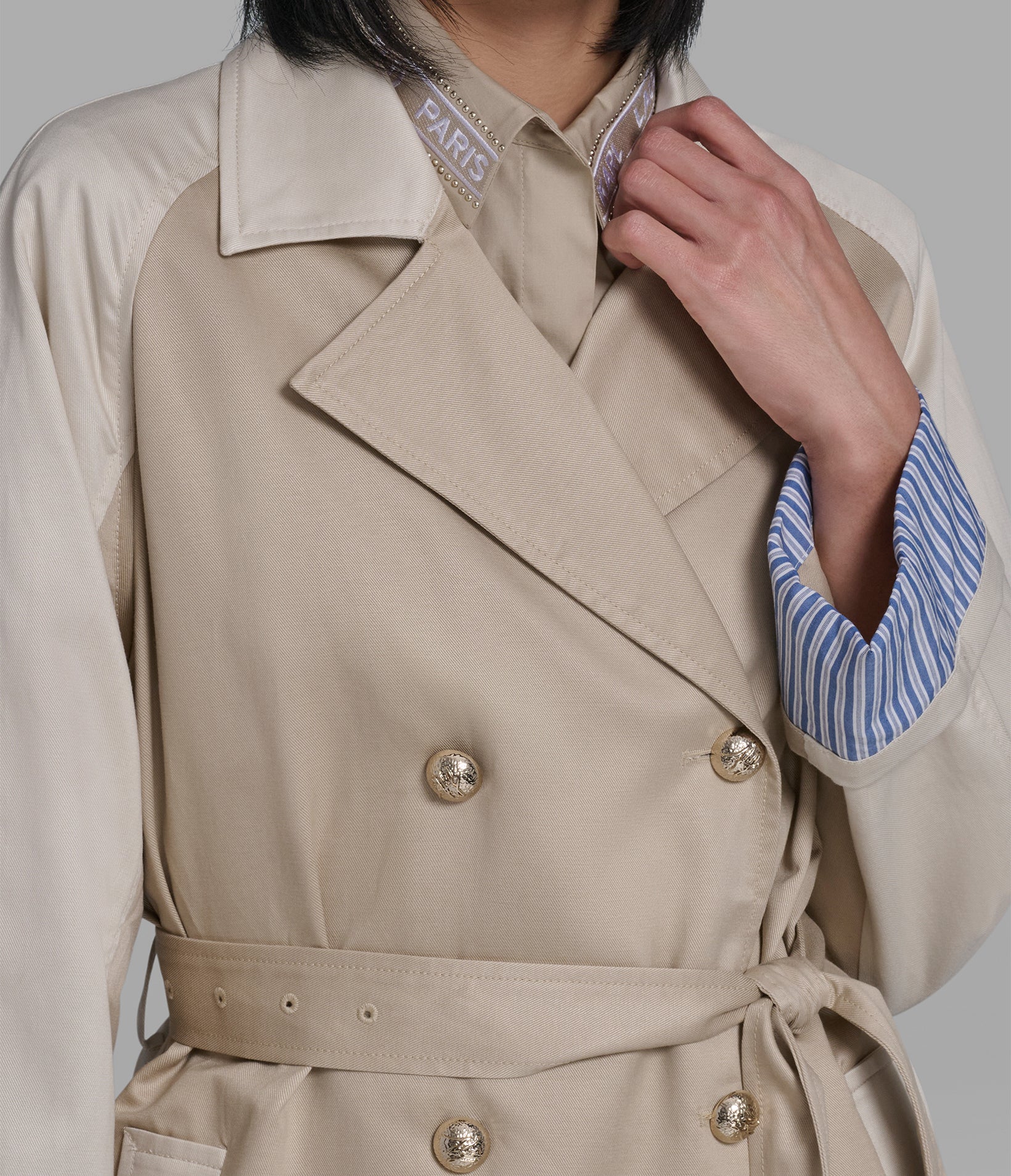 COLOR BLOCK TRENCH COAT VIEW 6