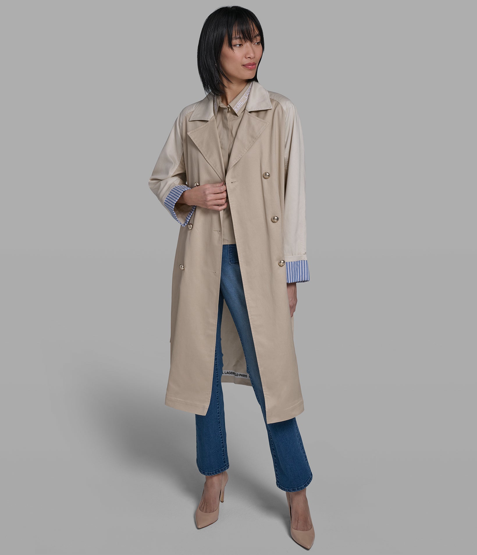 COLOR BLOCK TRENCH COAT VIEW 3