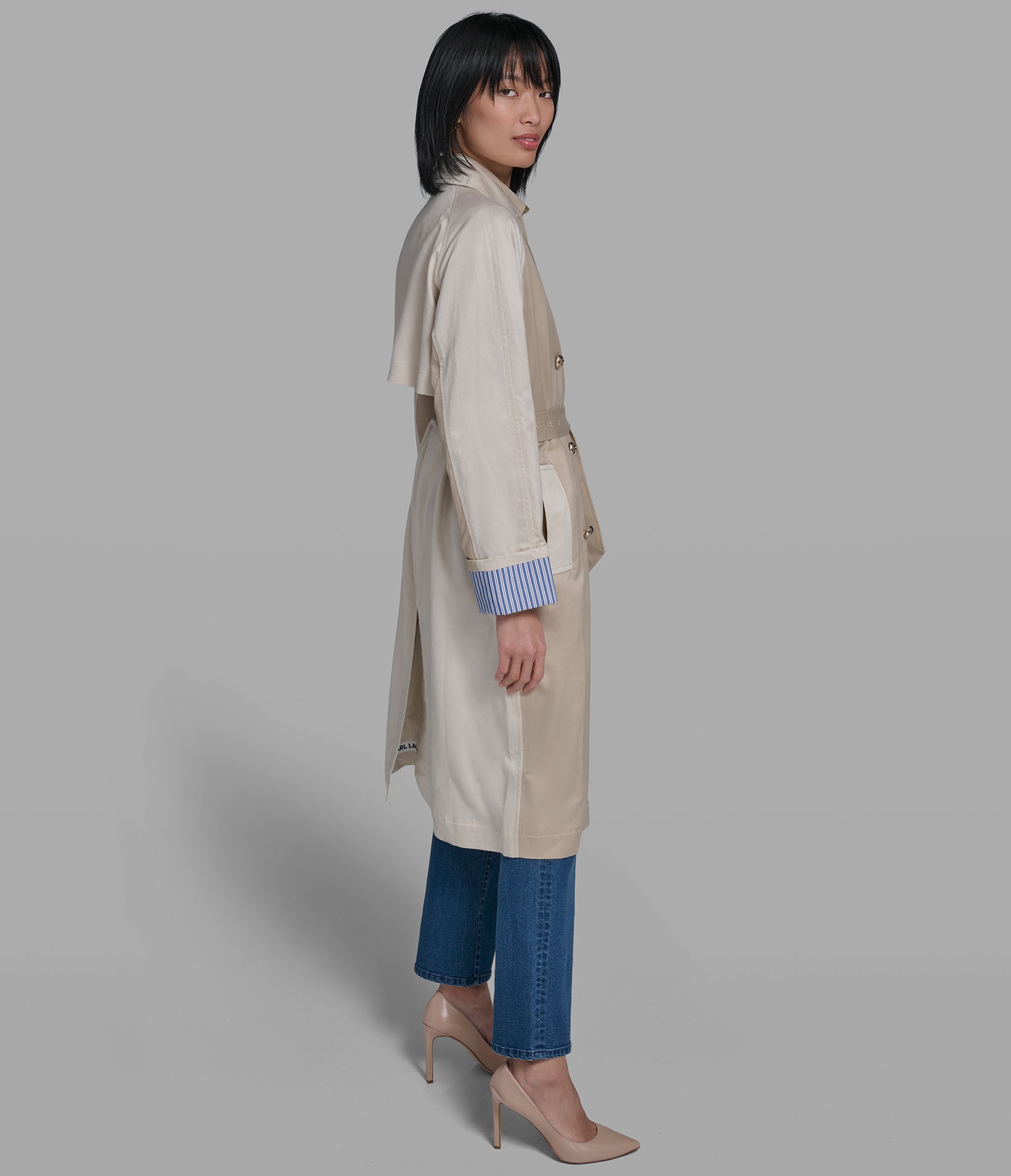 COLOR BLOCK TRENCH COAT VIEW 5