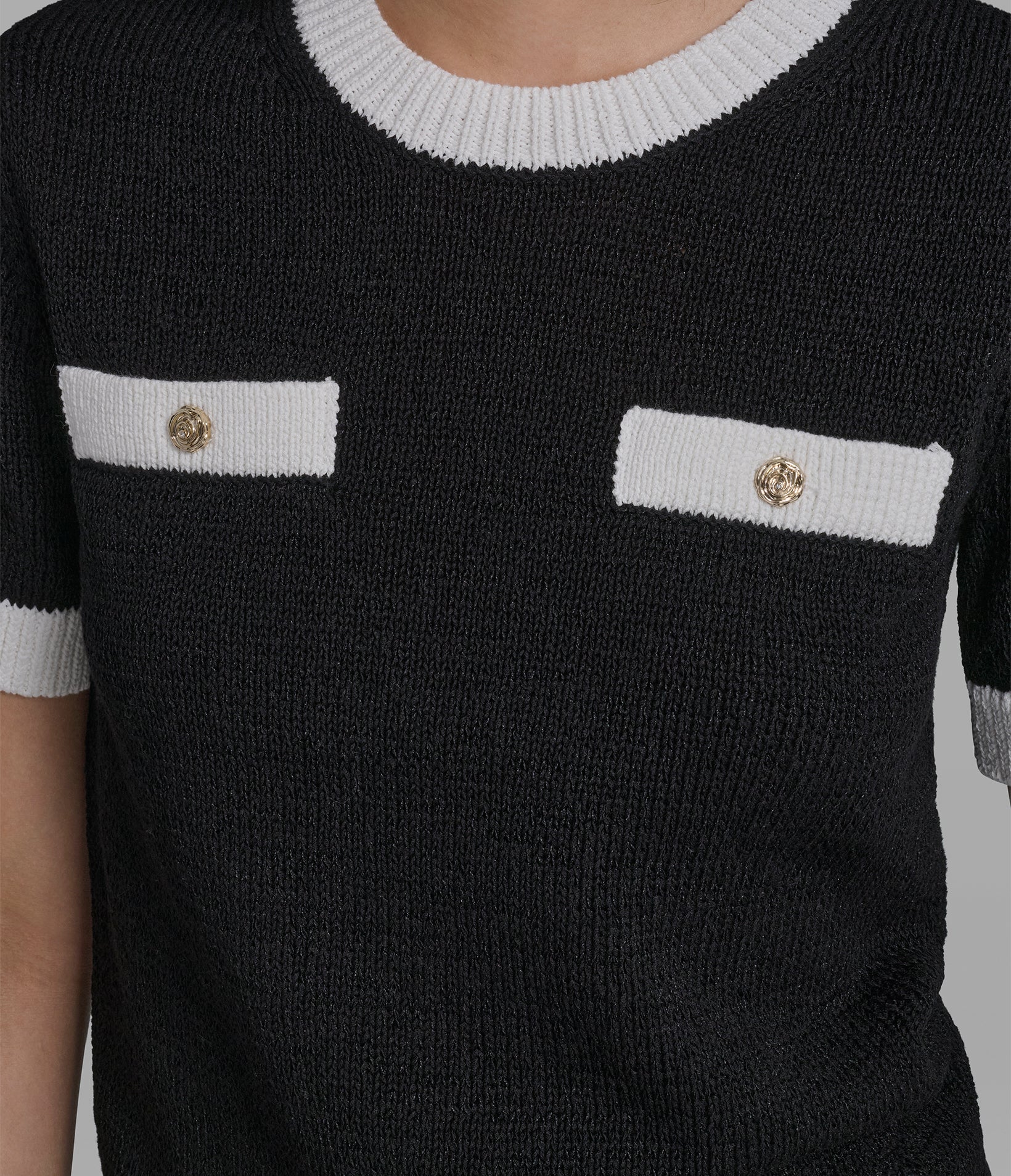 SHORT SLEEVE SWEATER WITH CONTRAST TRIM VIEW 6 | Sweater Shop