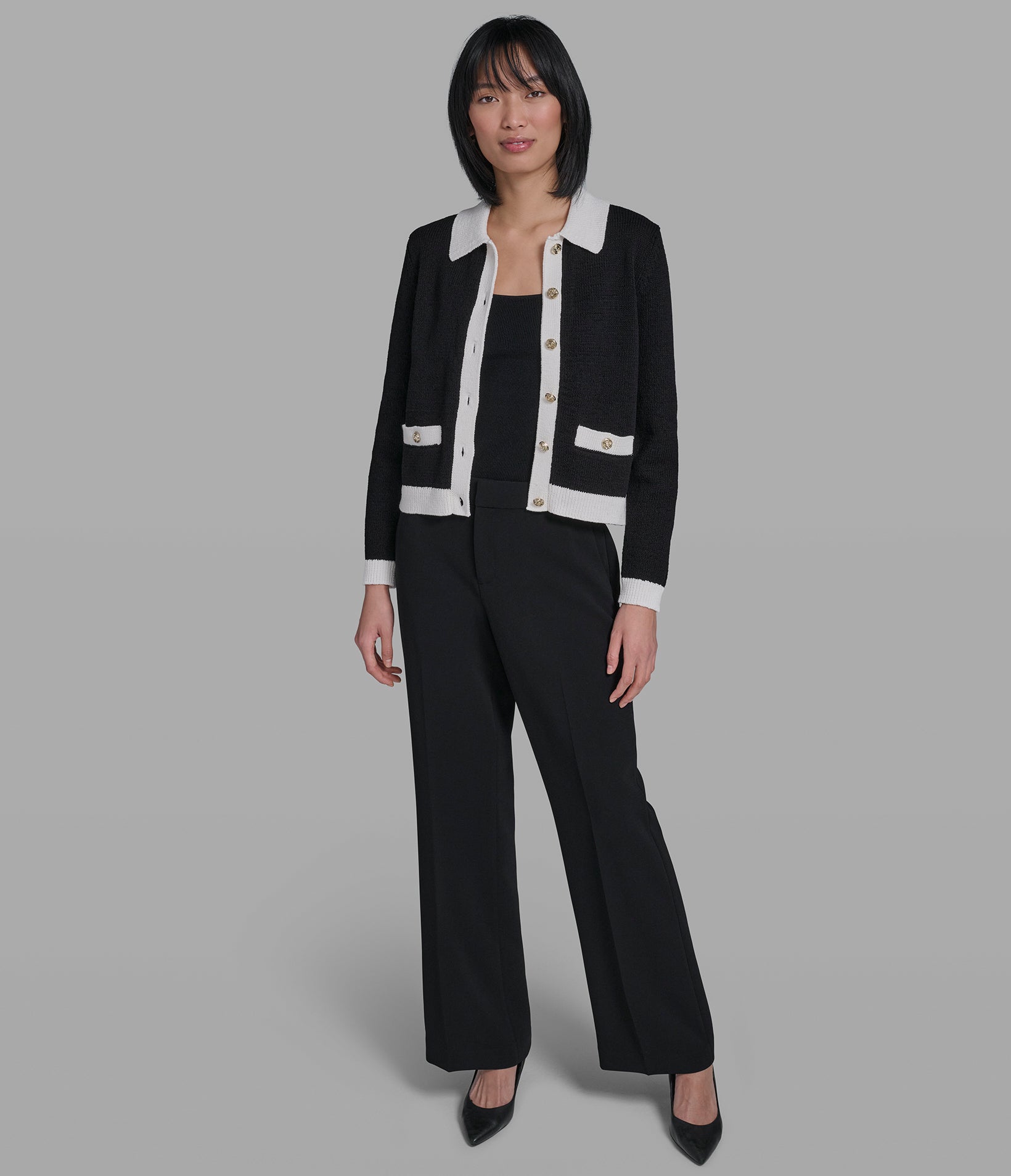 CONTRAST TRIM CARDIGAN VIEW 4 | Women's Tops & Sweaters