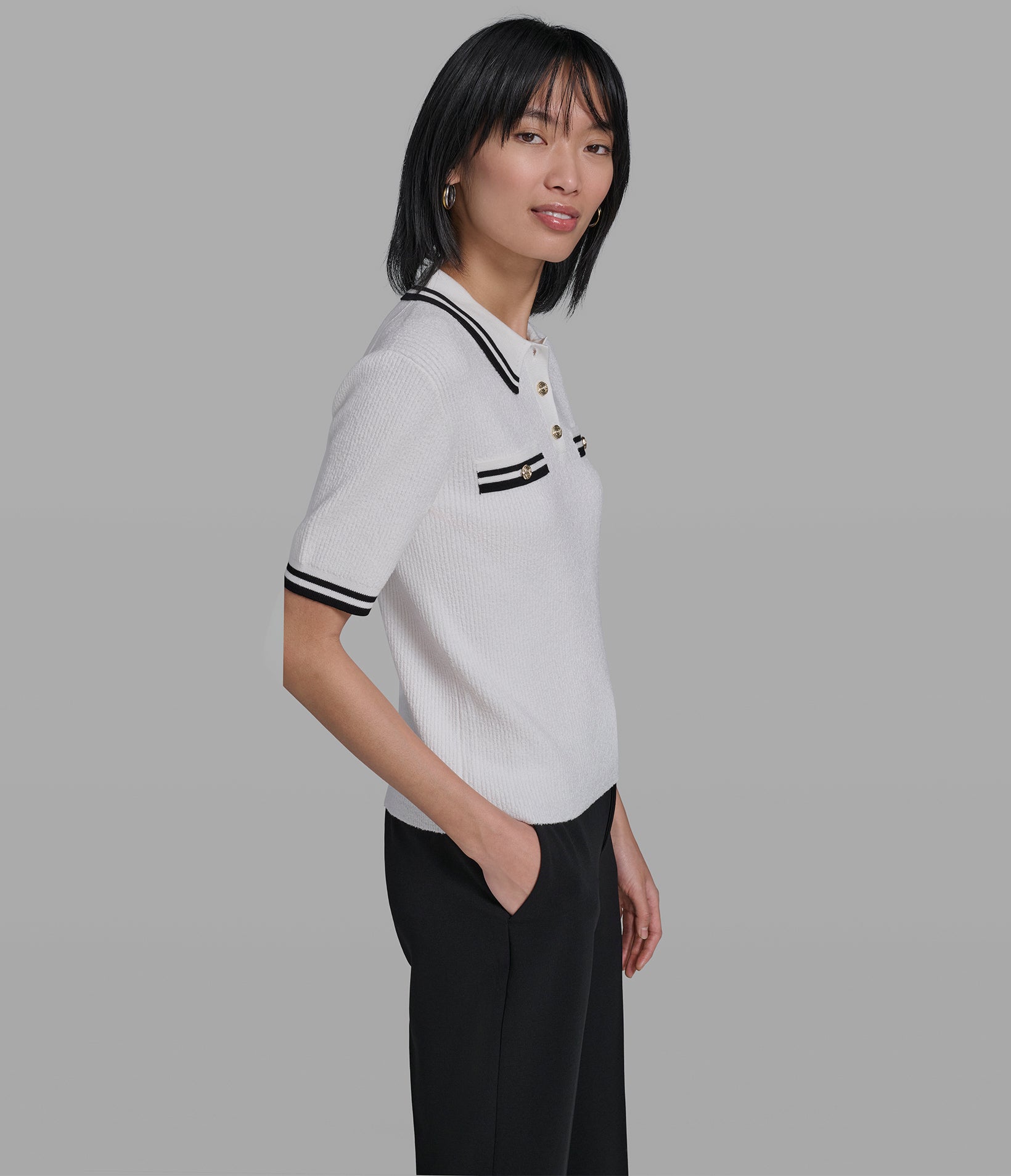 COLLARED SWEATER POLO VIEW 3 | Women's Tops & Sweaters