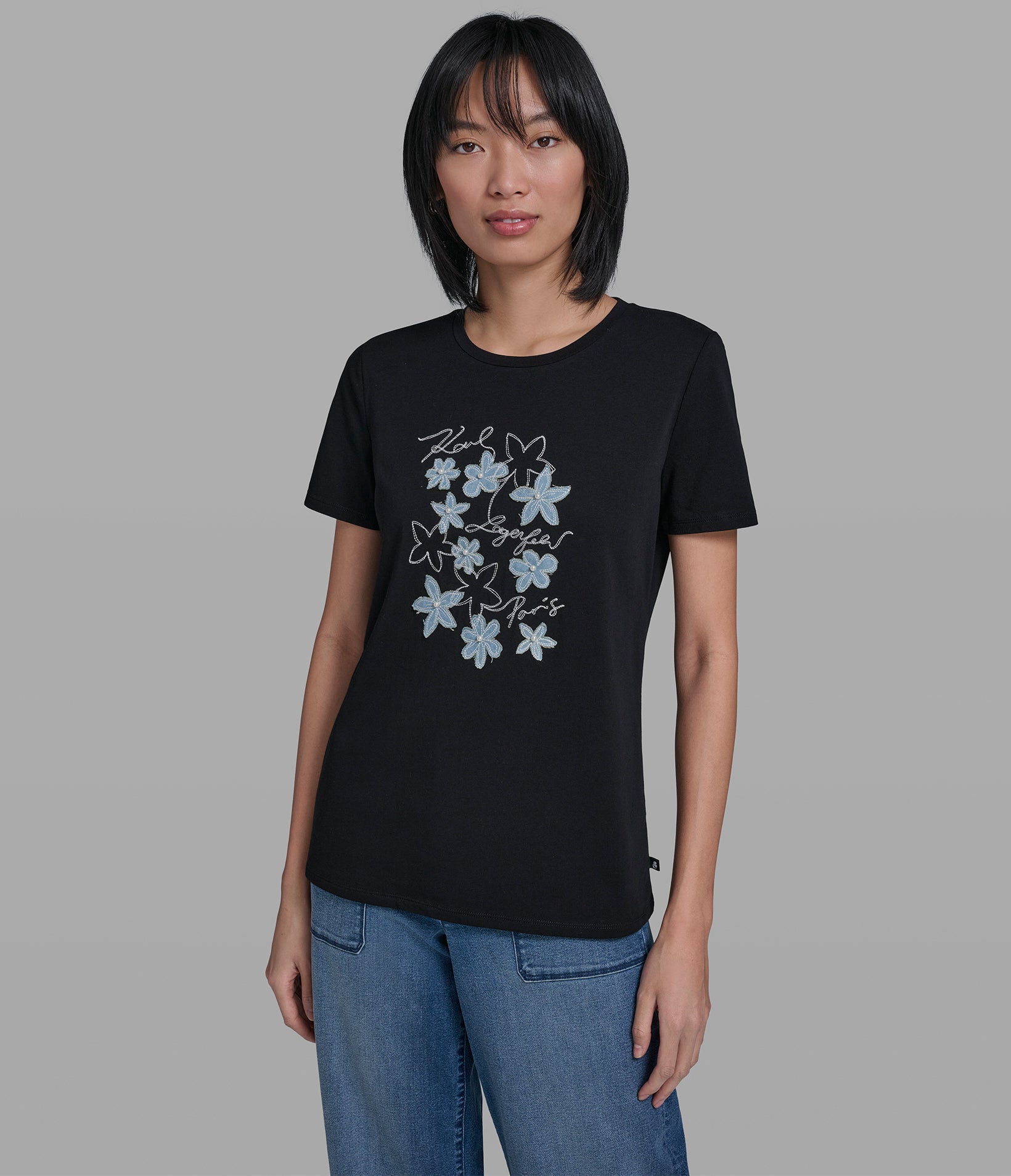 Cotton Jersey Sunglasses Tee | Tees & Tanks | Karl Lagerfeld Paris
