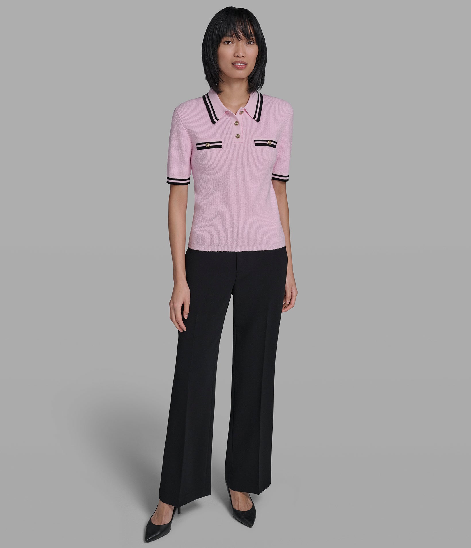 CONTRAST KNIT POLO VIEW 5 | Women's Tops & Sweaters