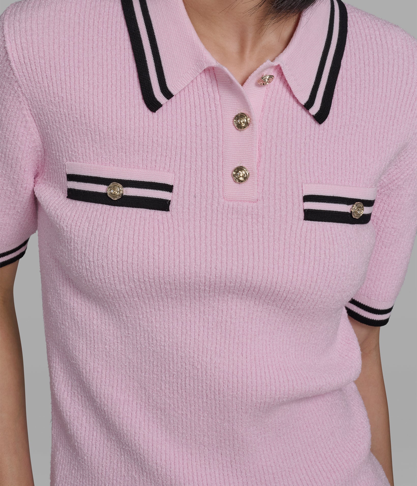 CONTRAST KNIT POLO VIEW 7 | Women's Tops & Sweaters
