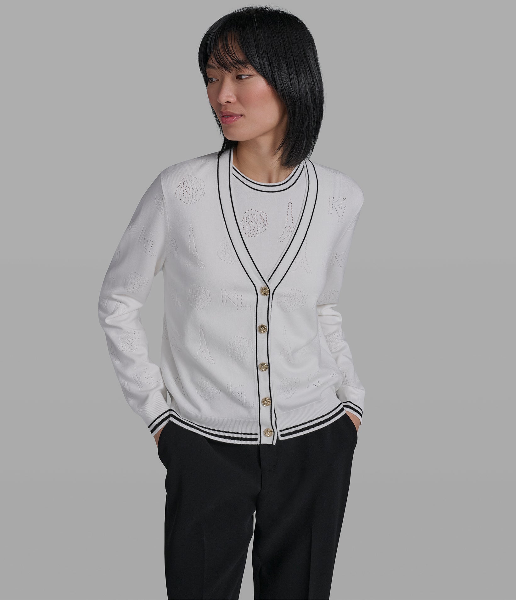PERFORATED CARDIGAN View 1 | Women's Tops & Sweaters