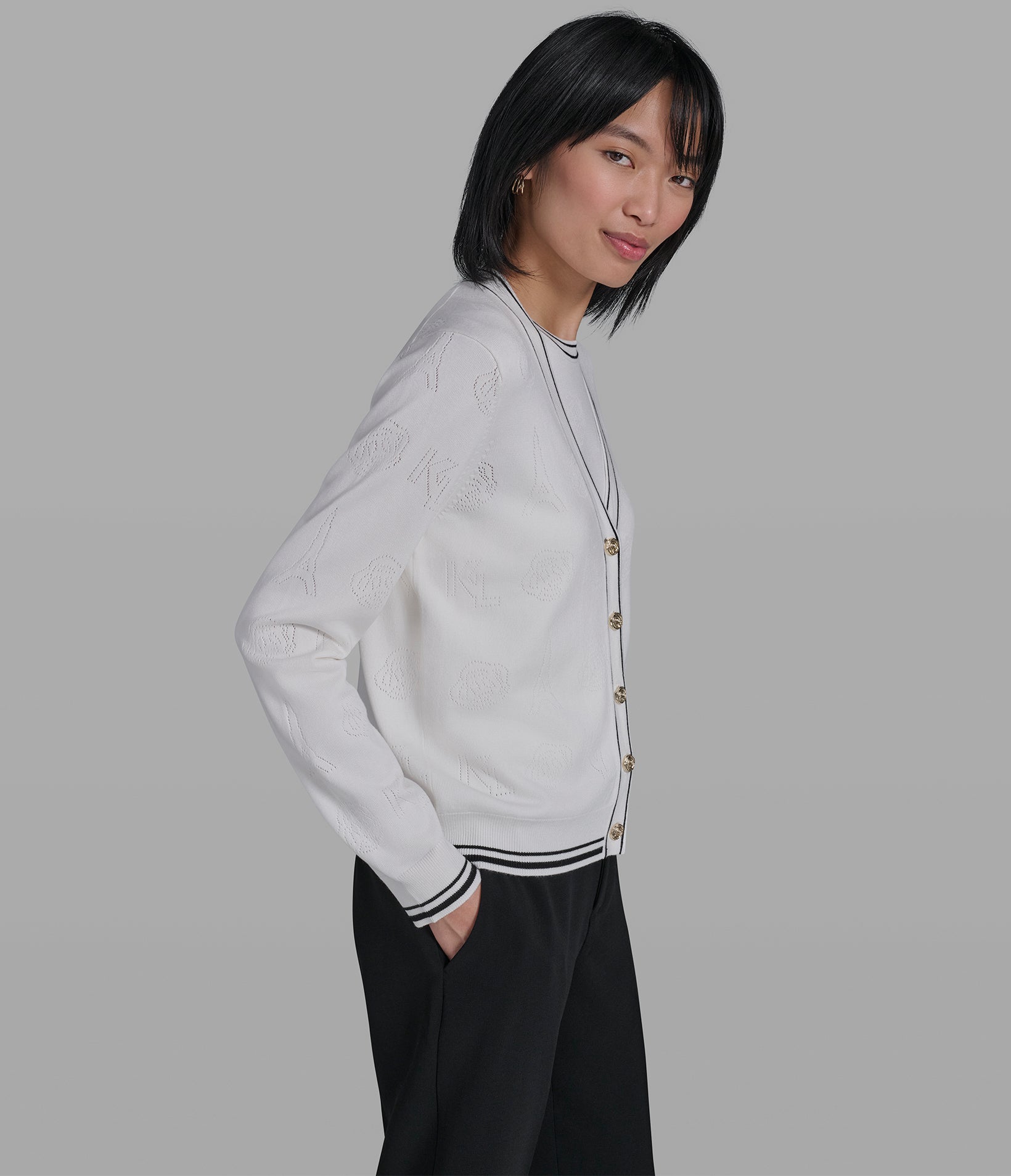 PERFORATED CARDIGAN VIEW 3 | Women's Tops & Sweaters