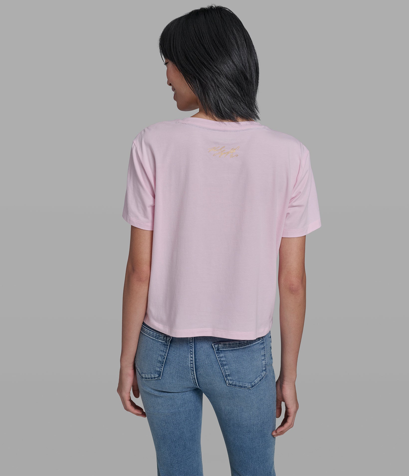 Cropped Cotton Jersey Choupette Floral Tee | Tees & Tanks | Karl