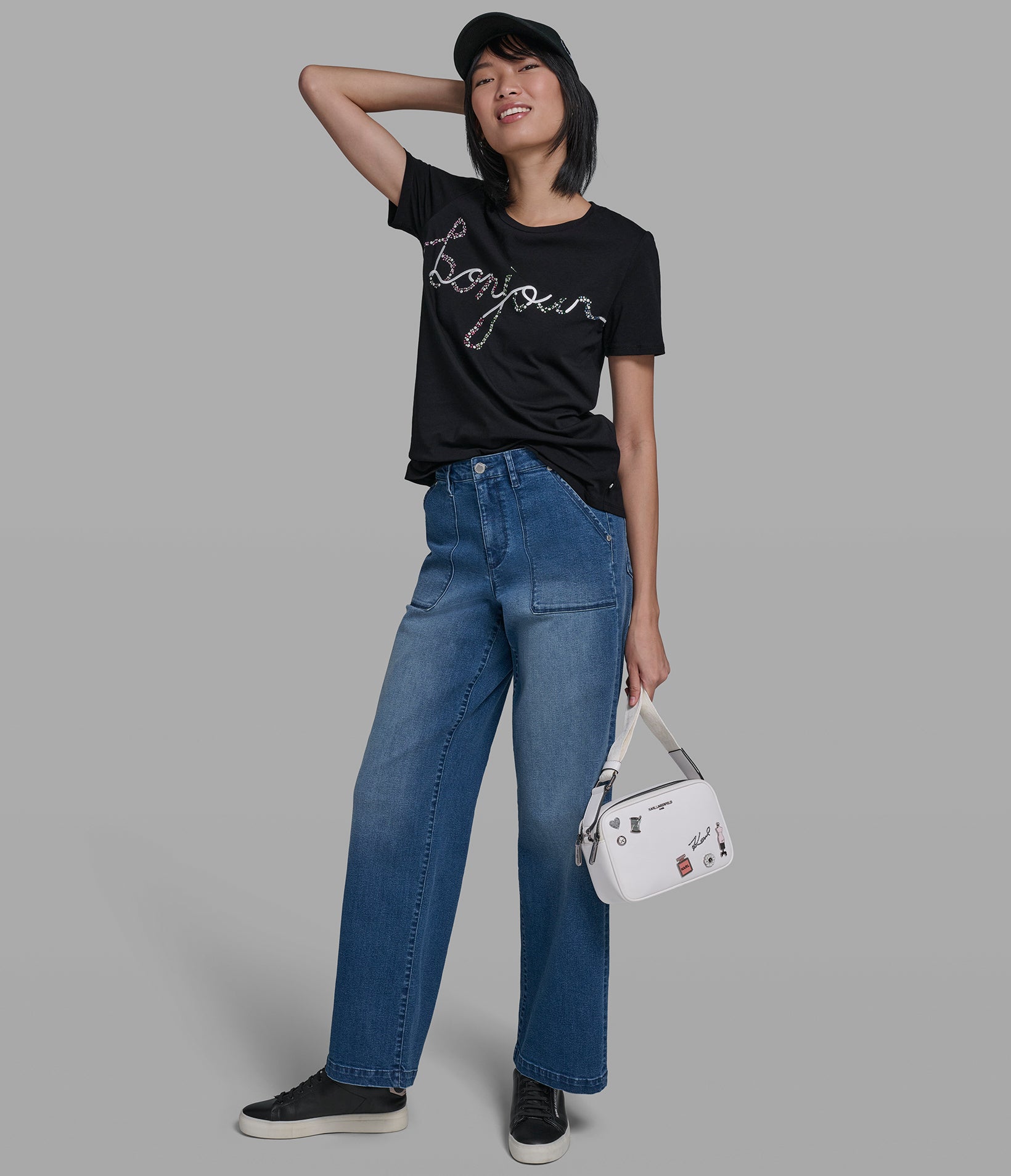 EMBELLISHED BONJOUR GRAPHIC TEE VIEW 5 | Women's Clothing