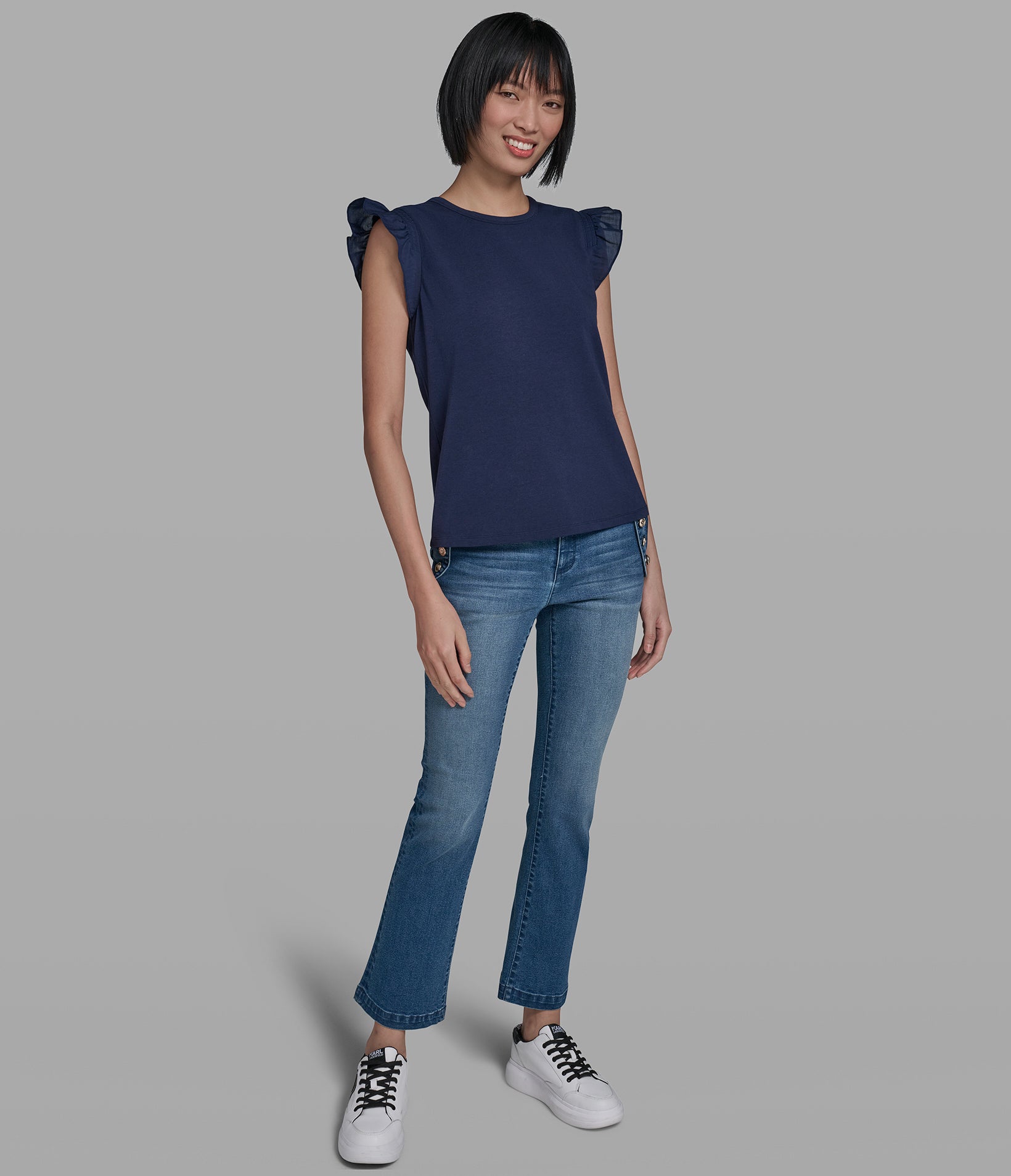 COTTON AND MODAL RUFFLE TANK VIEW 4