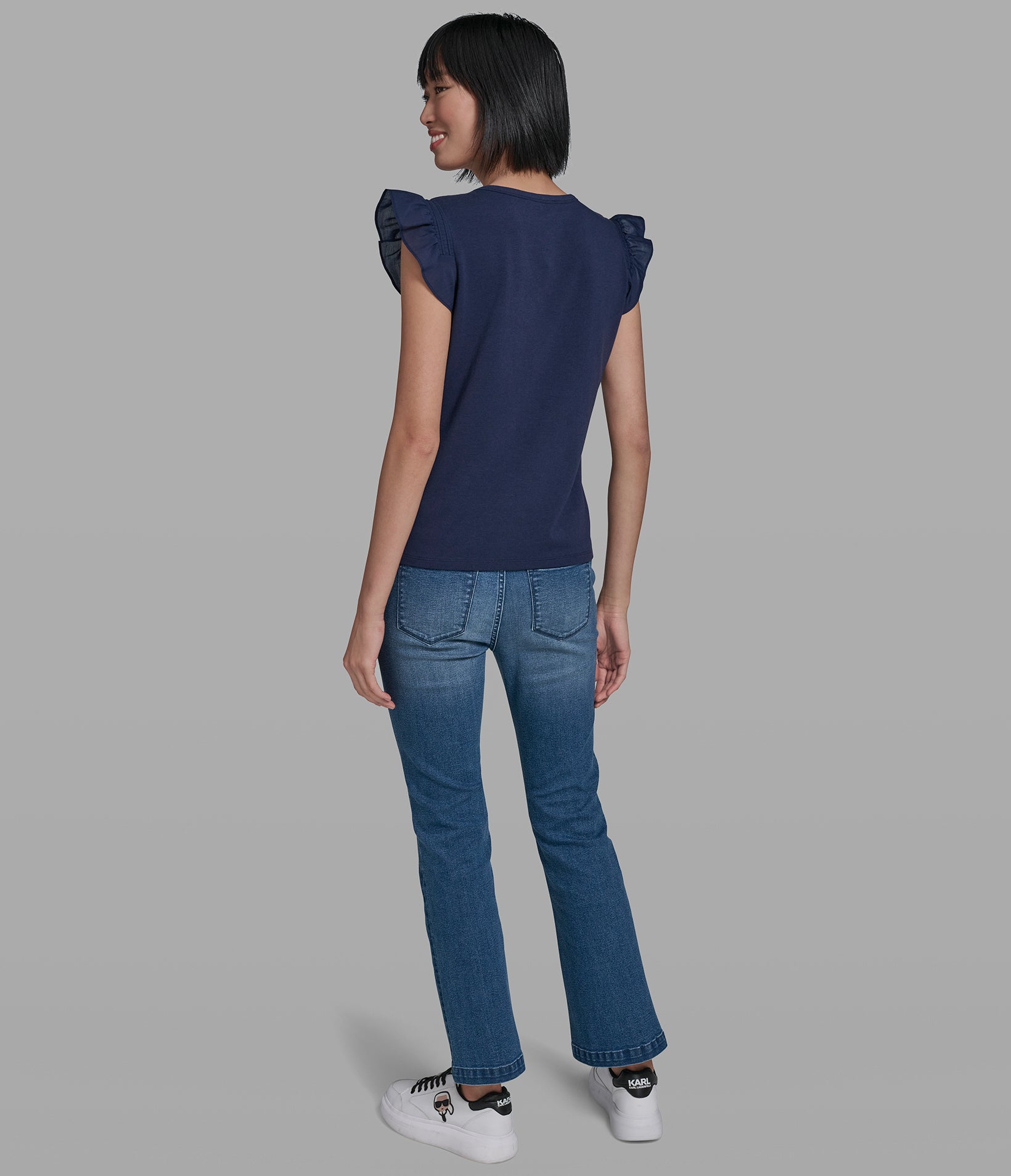 COTTON AND MODAL RUFFLE TANK VIEW 5