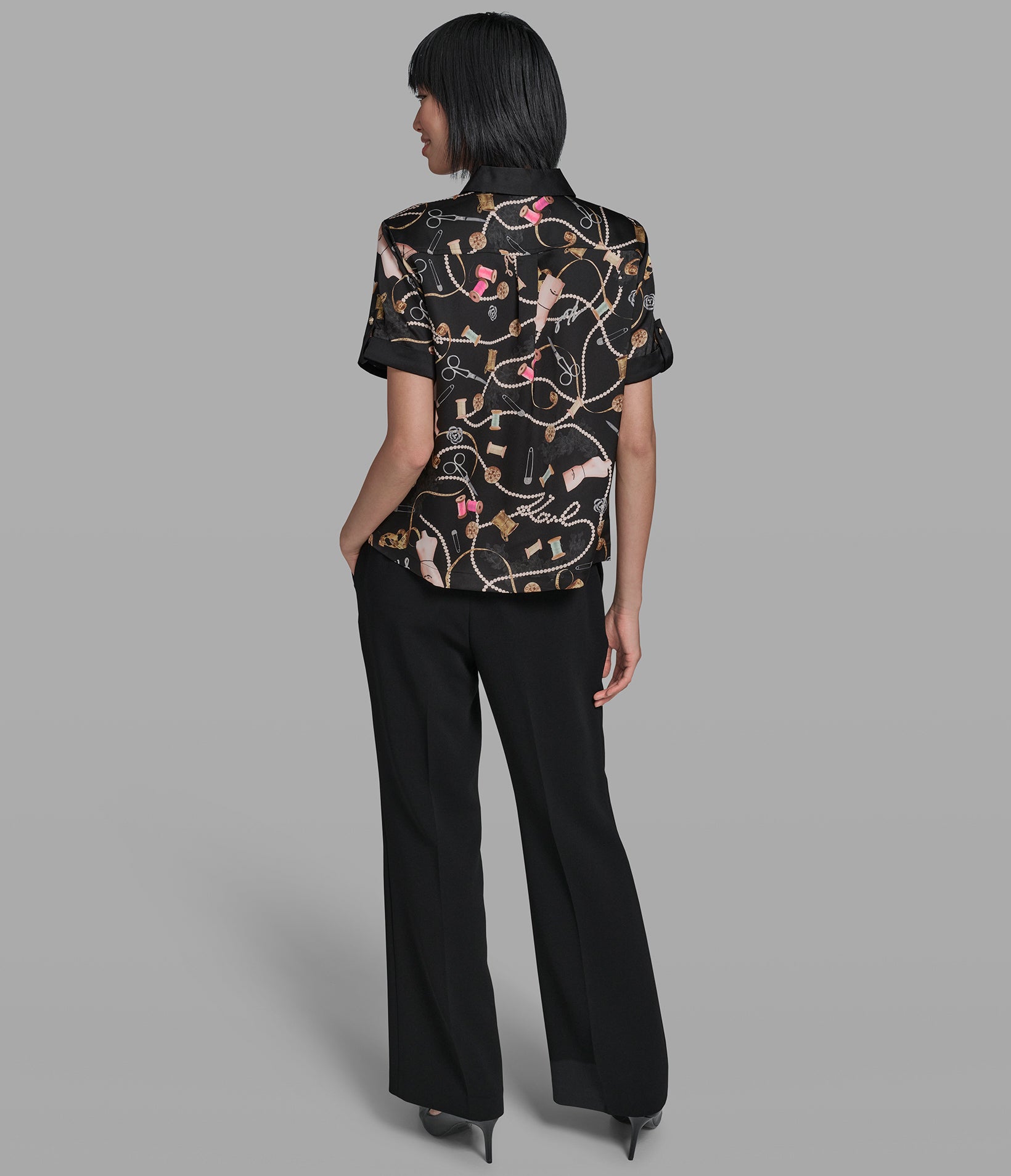 Satin Logo Shirt | Sweaters & Tops | Karl Lagerfeld Paris
