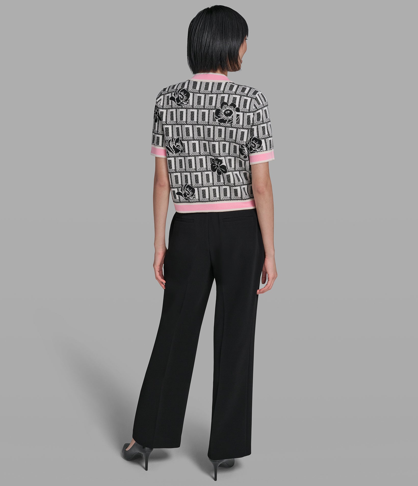 Floral Logo Jacquard Cardigan | Sweaters & Tops | Karl Lagerfeld Paris