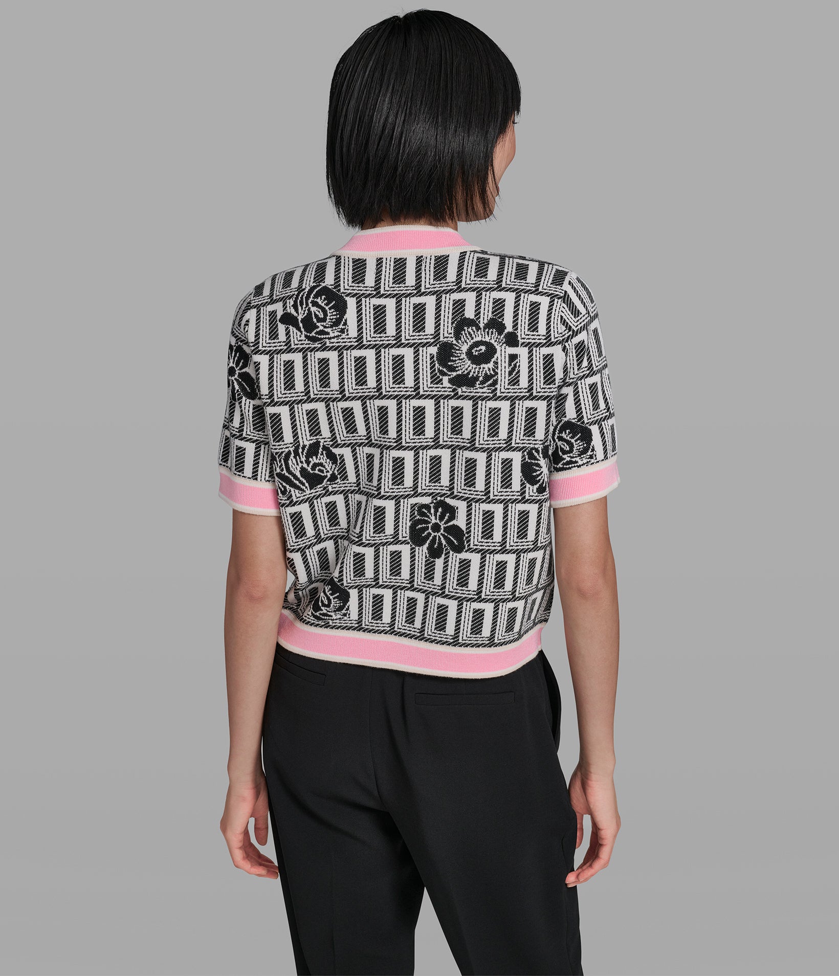 Floral Logo Jacquard Cardigan | Sweaters & Tops | Karl Lagerfeld Paris