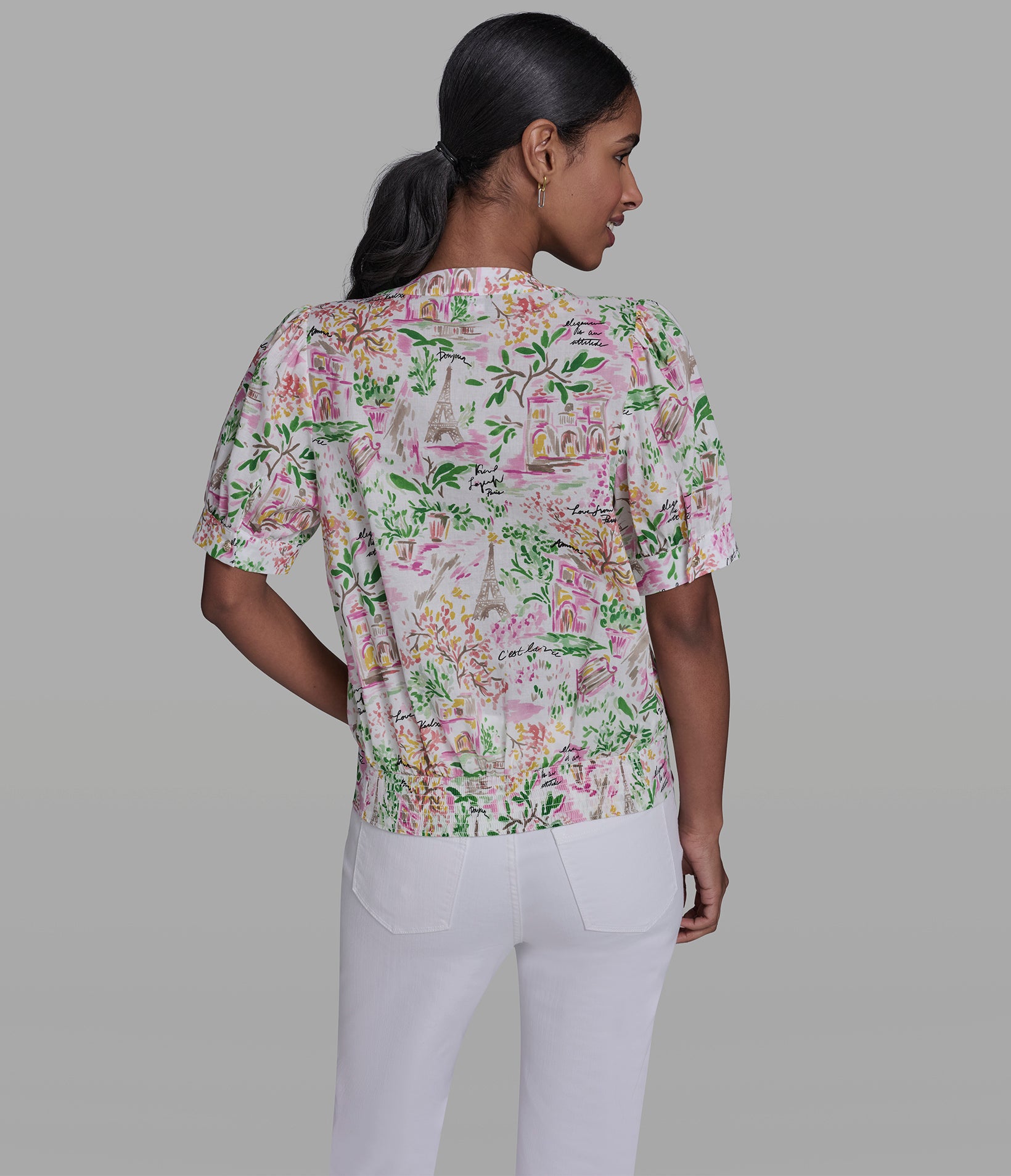 FLORAL PRINT RUFFLE FRONT BLOUSE View 2 | Women's Clothing