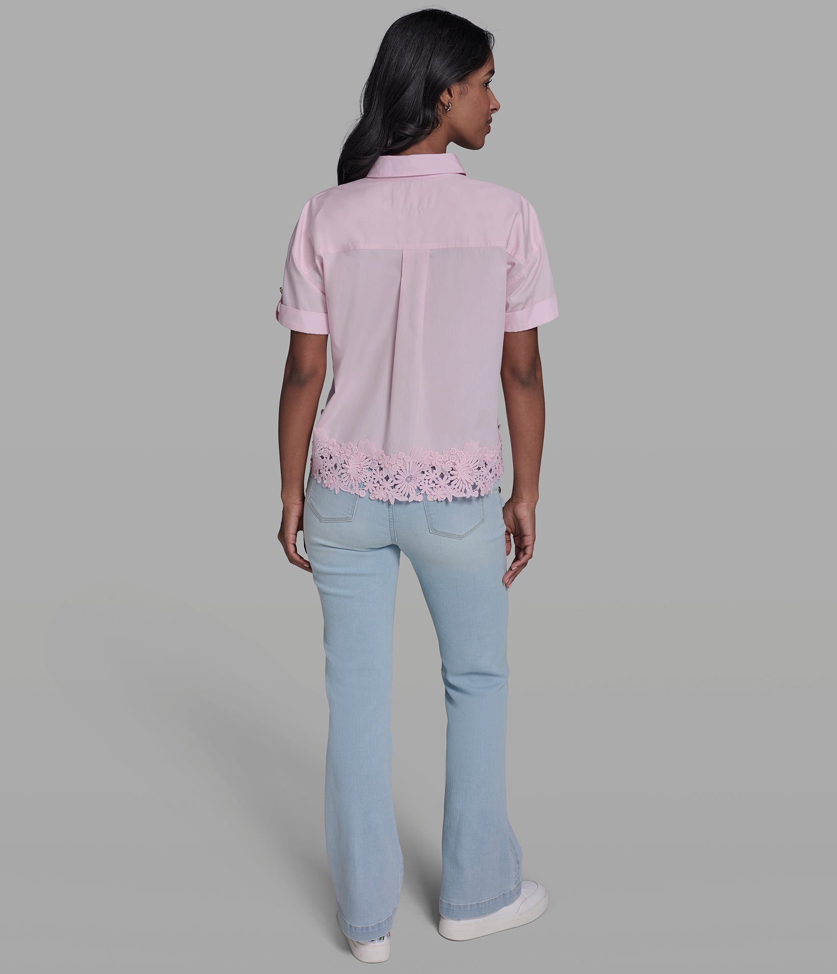 COTTON-POPLIN LACE TRIM SHIRT VIEW 5