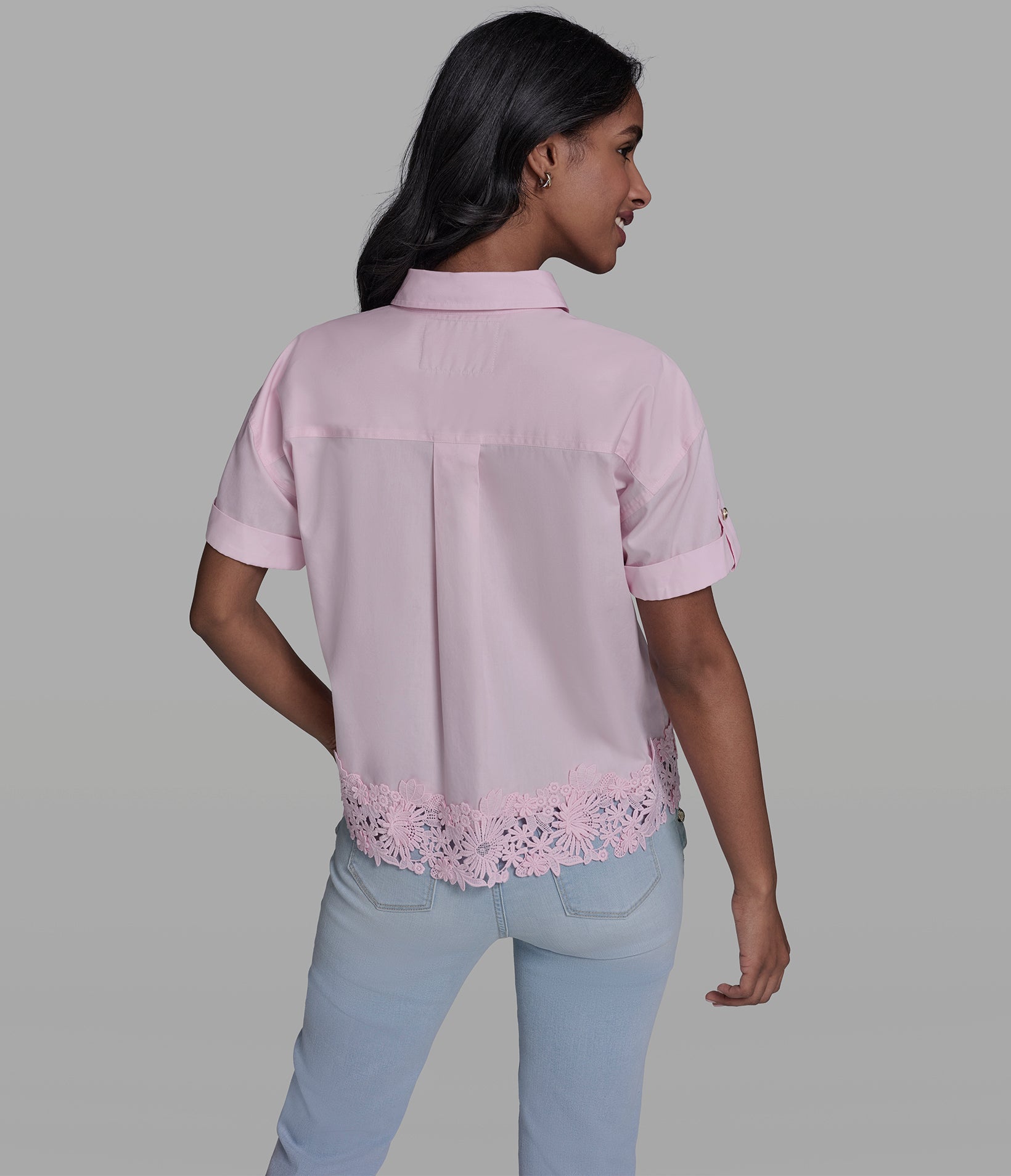 COTTON-POPLIN LACE TRIM SHIRT View 2 | Women's Tops & Sweaters