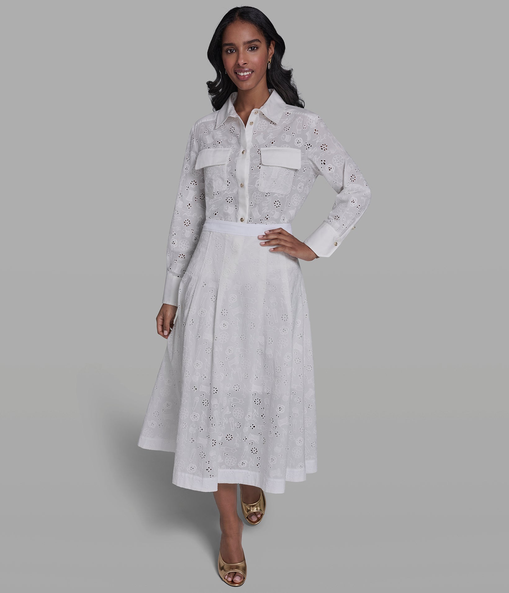 COTTON LOGO EYELET SHIRT VIEW 6 | Women's Clothing