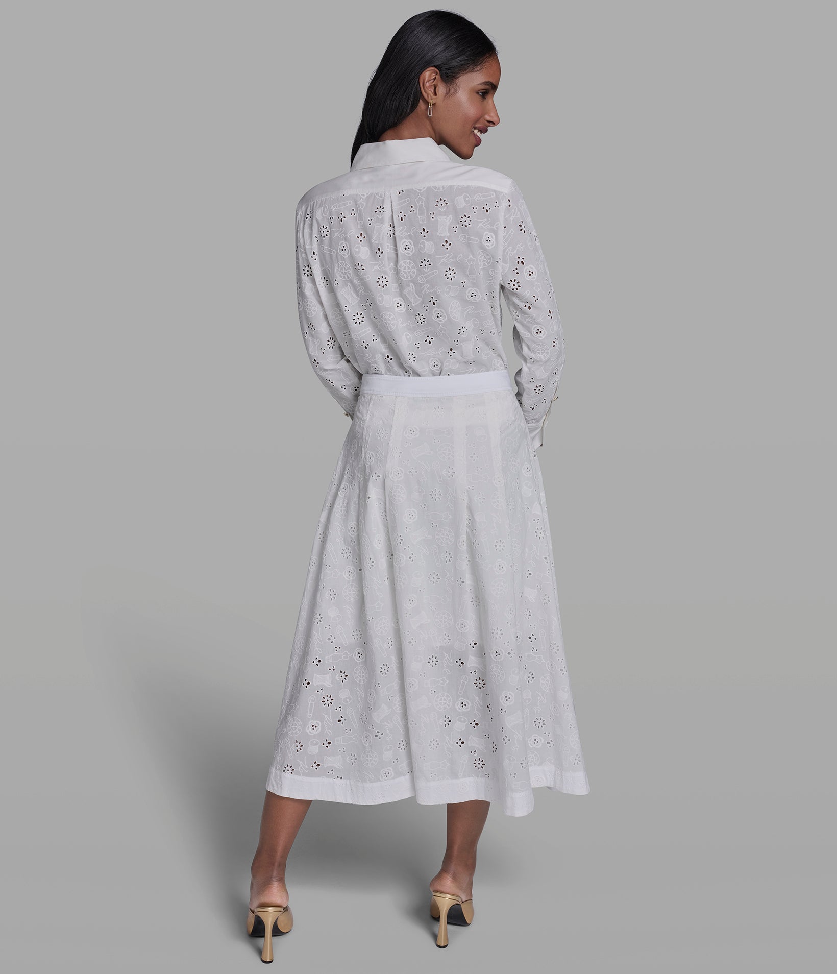 COTTON LOGO EYELET SHIRT VIEW 5 | Women's Clothing