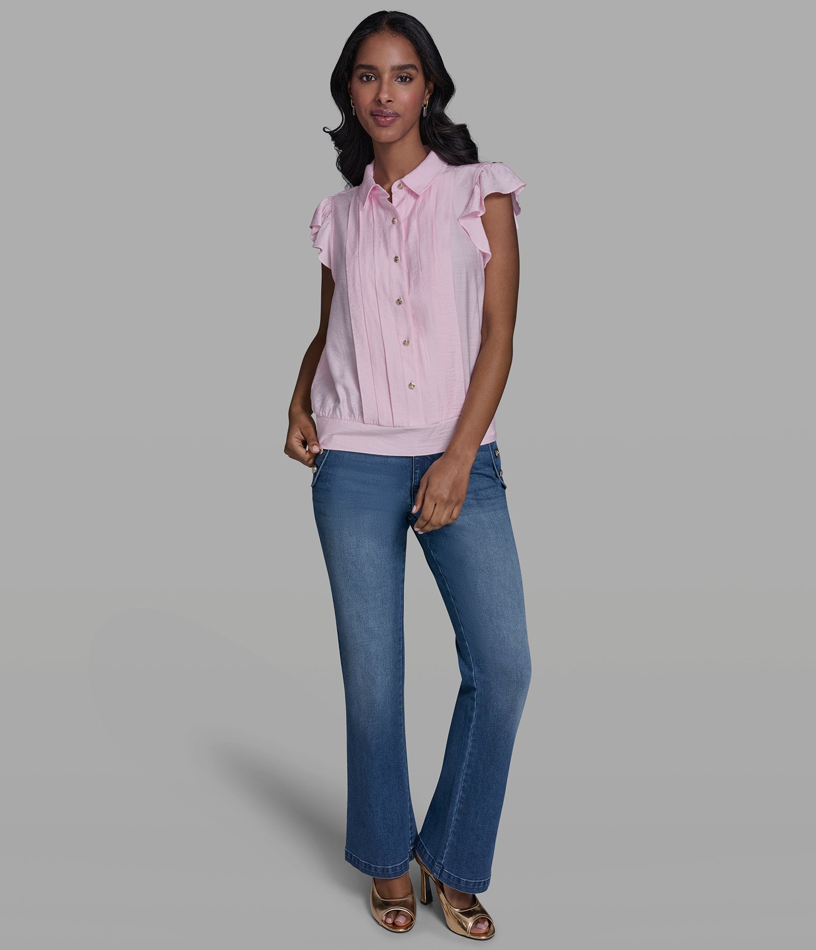 SLEEVELESS PLEAT FRONT BLOUSE VIEW 4 | Women's Tops & Sweaters