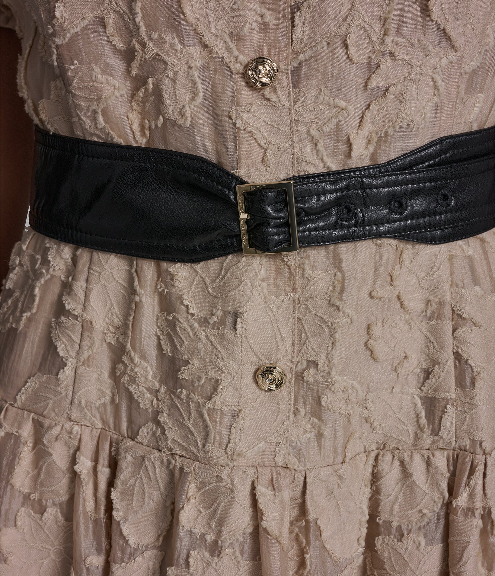 LACE BELTED PUFF SLEEVE DRESS VIEW 5 | Women's Spring Collection
