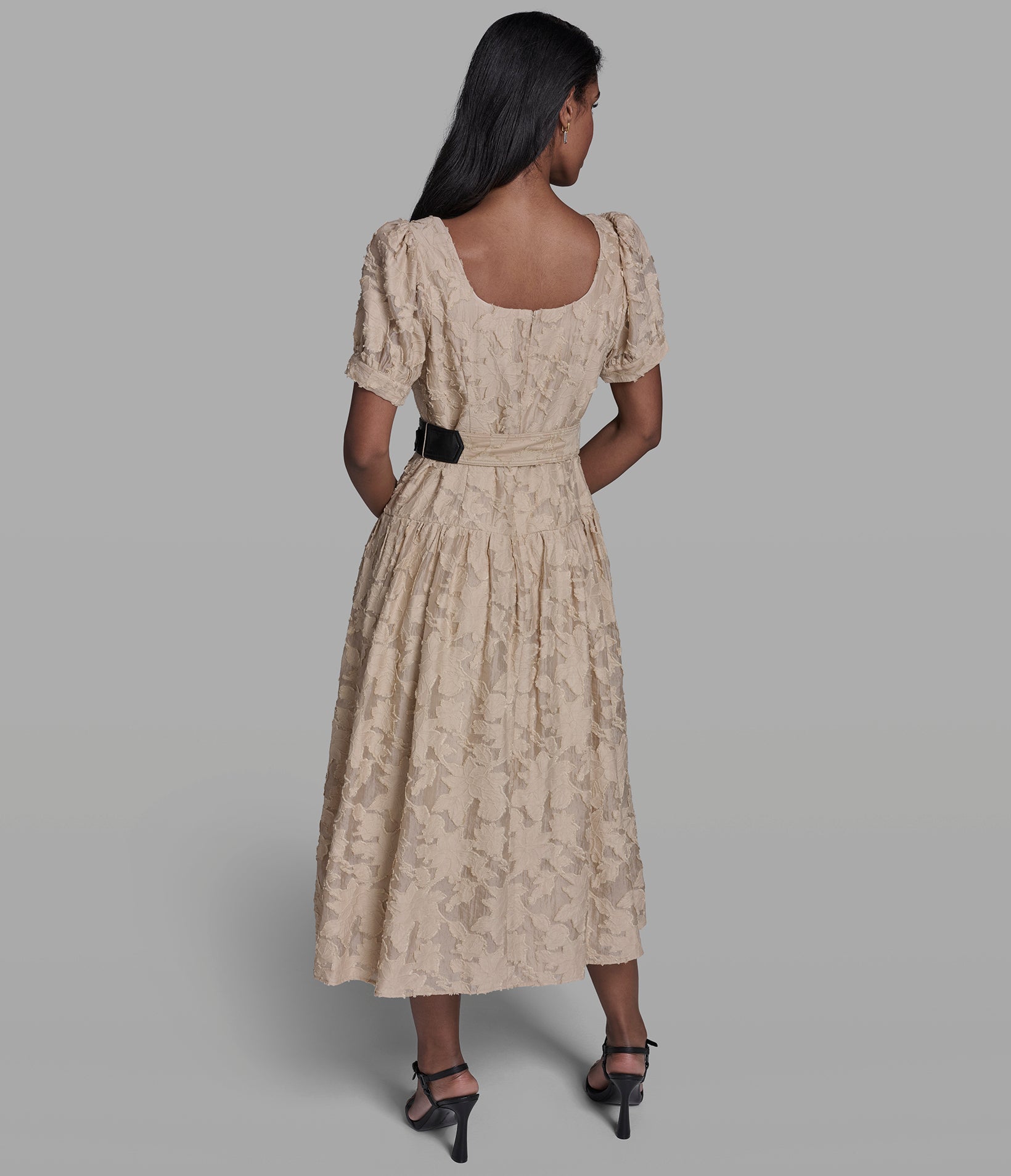 LACE BELTED PUFF SLEEVE DRESS View 2 | Women's Dresses & Jumpsuits
