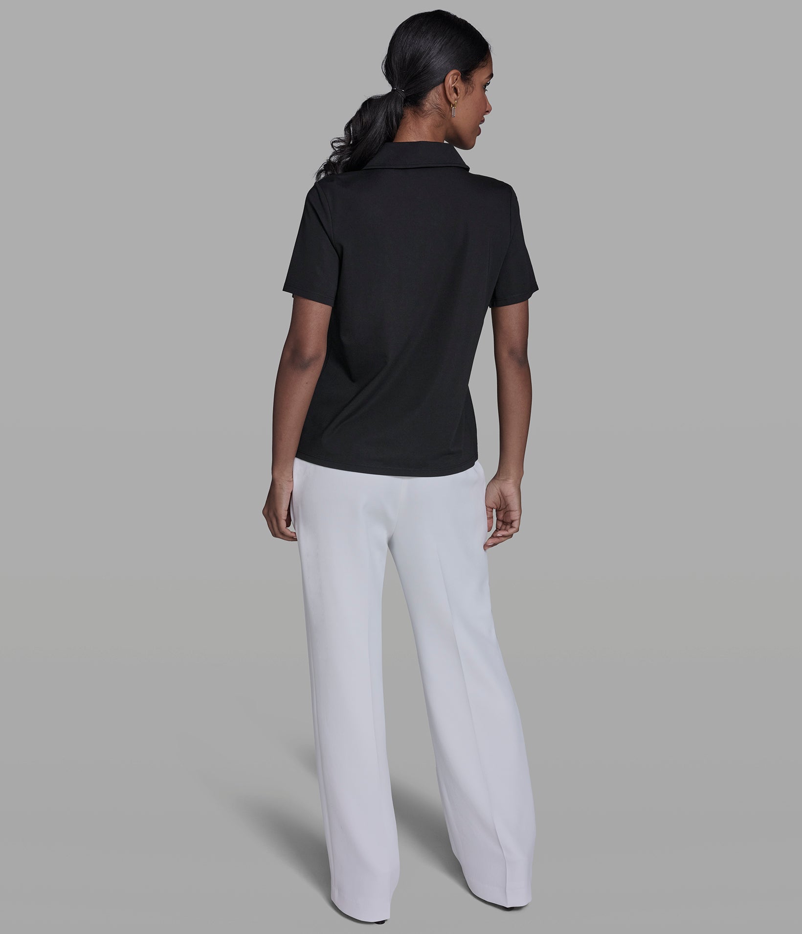 SHORT SLEEVE FLORAL KNIT POLO VIEW 5 | Women's Tops & Sweaters