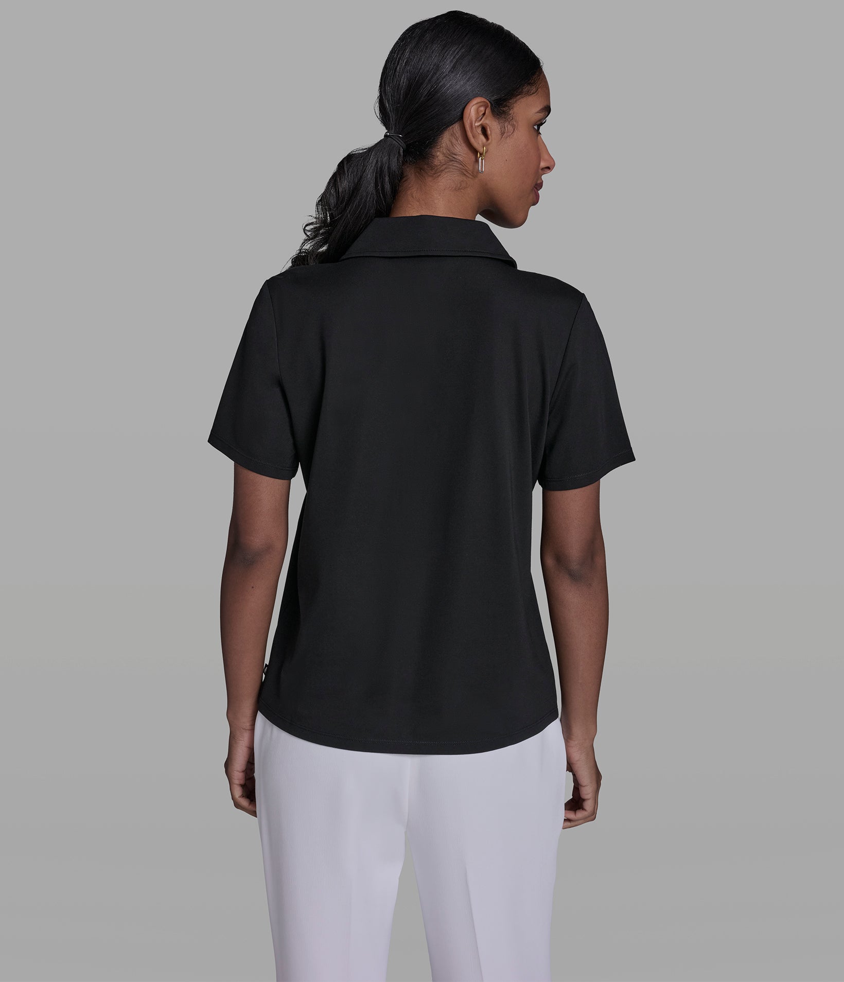 Floral Embroidered Polo Top | Sweaters & Tops | Karl Lagerfeld Paris