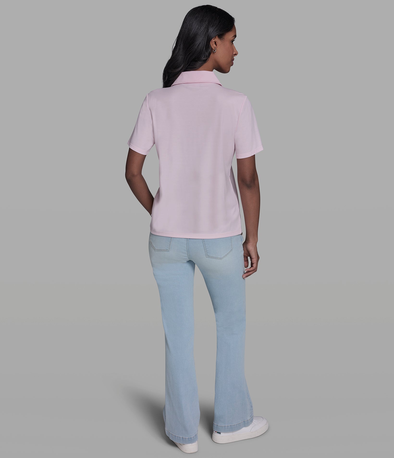 SHORT SLEEVE FLORAL KNIT POLO VIEW 5 | Women's Tops & Sweaters