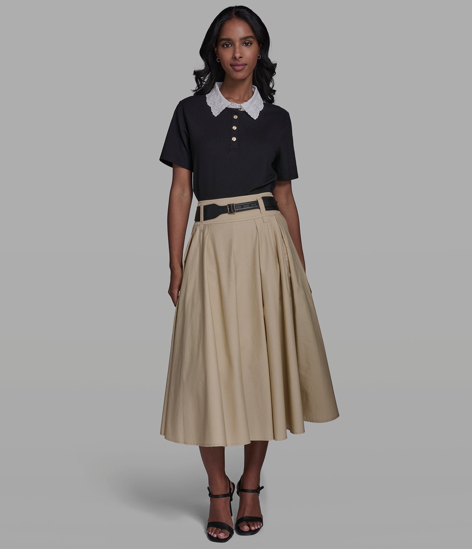 JERSEY FLORAL COLLAR POLO TOP VIEW 4 | Women's Tops & Sweaters