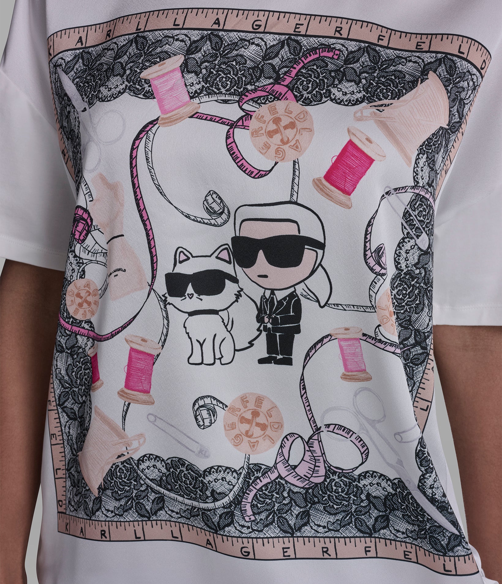 Cotton And Modal Karl Et Choupette Side Tie Tee | Sweaters & Tops