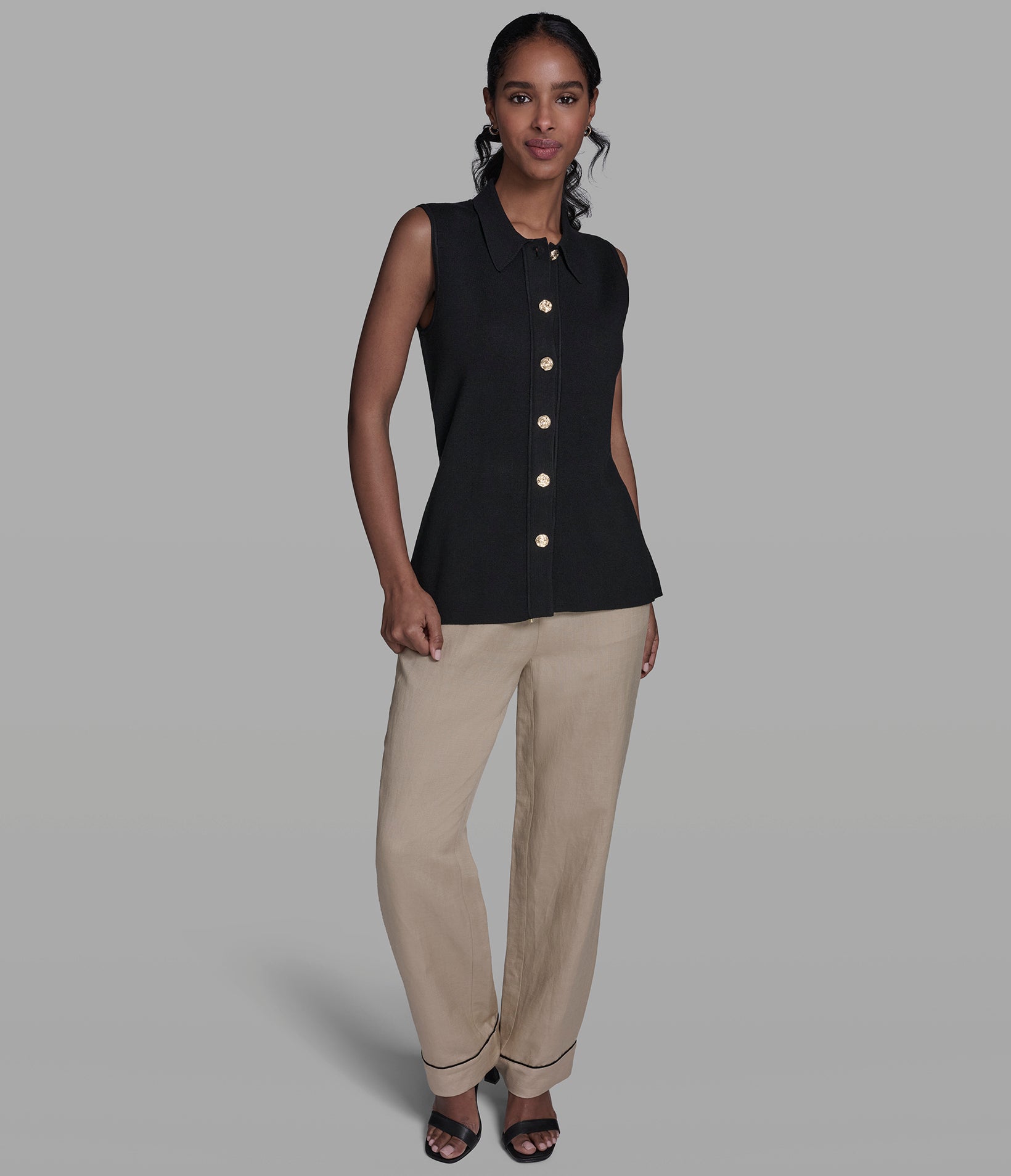 ROSETTE BUTTON SWEATER VEST VIEW 4